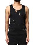 Dolce & Gabbana Black Cotton Rip Style Sleeveless Men Tank T-shirt by Dolce & Gabbana