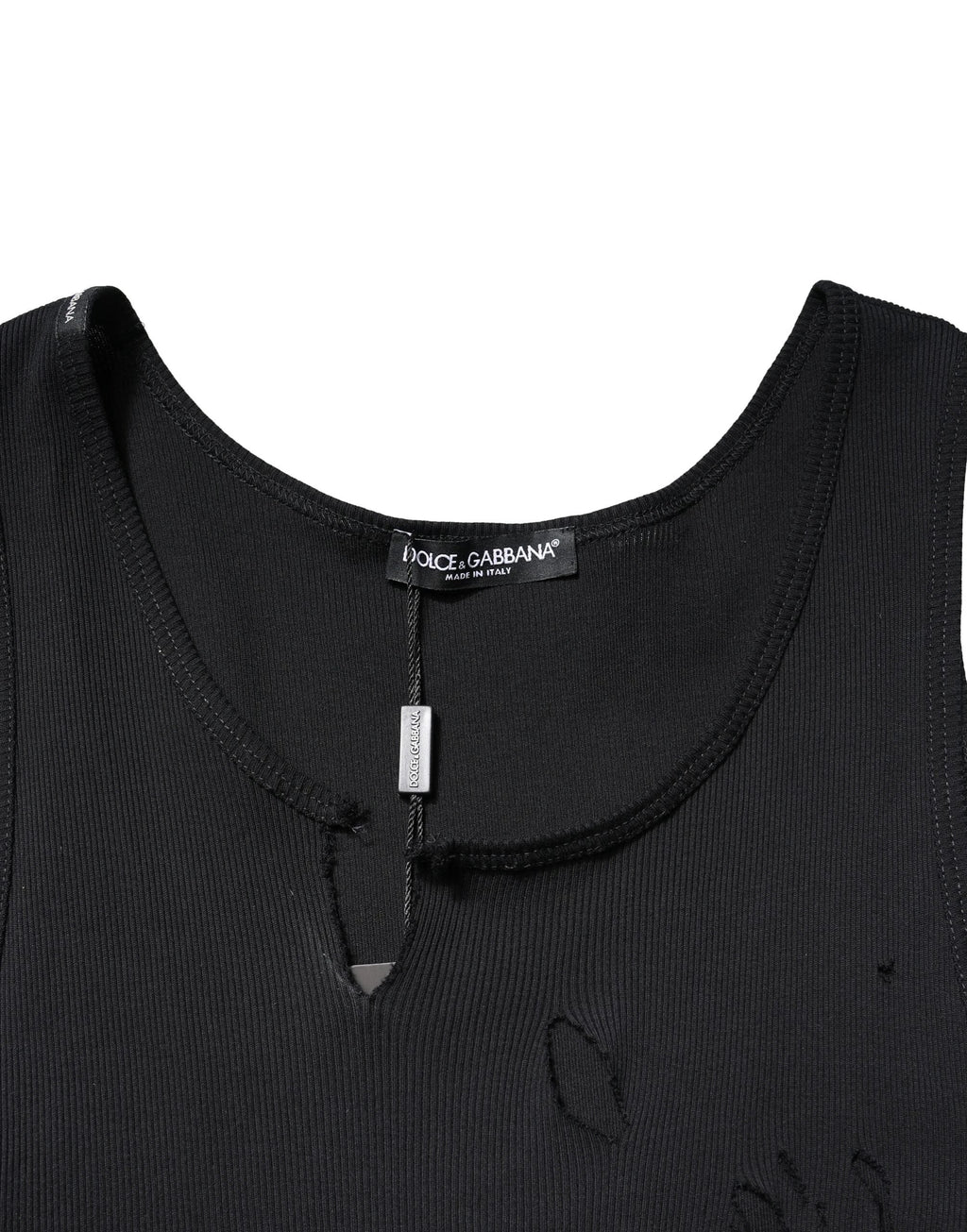Dolce & Gabbana Black Cotton Rip Style Sleeveless Men Tank T-shirt by Dolce & Gabbana