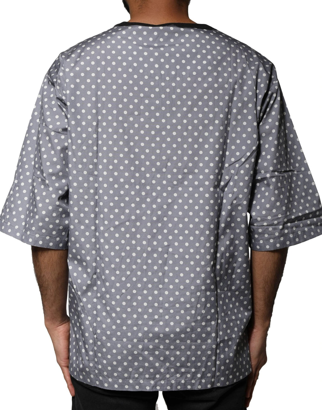 Dolce & Gabbana Gray Polka Dot Pin-Up Print Crew Neck T-shirt by Dolce & Gabbana