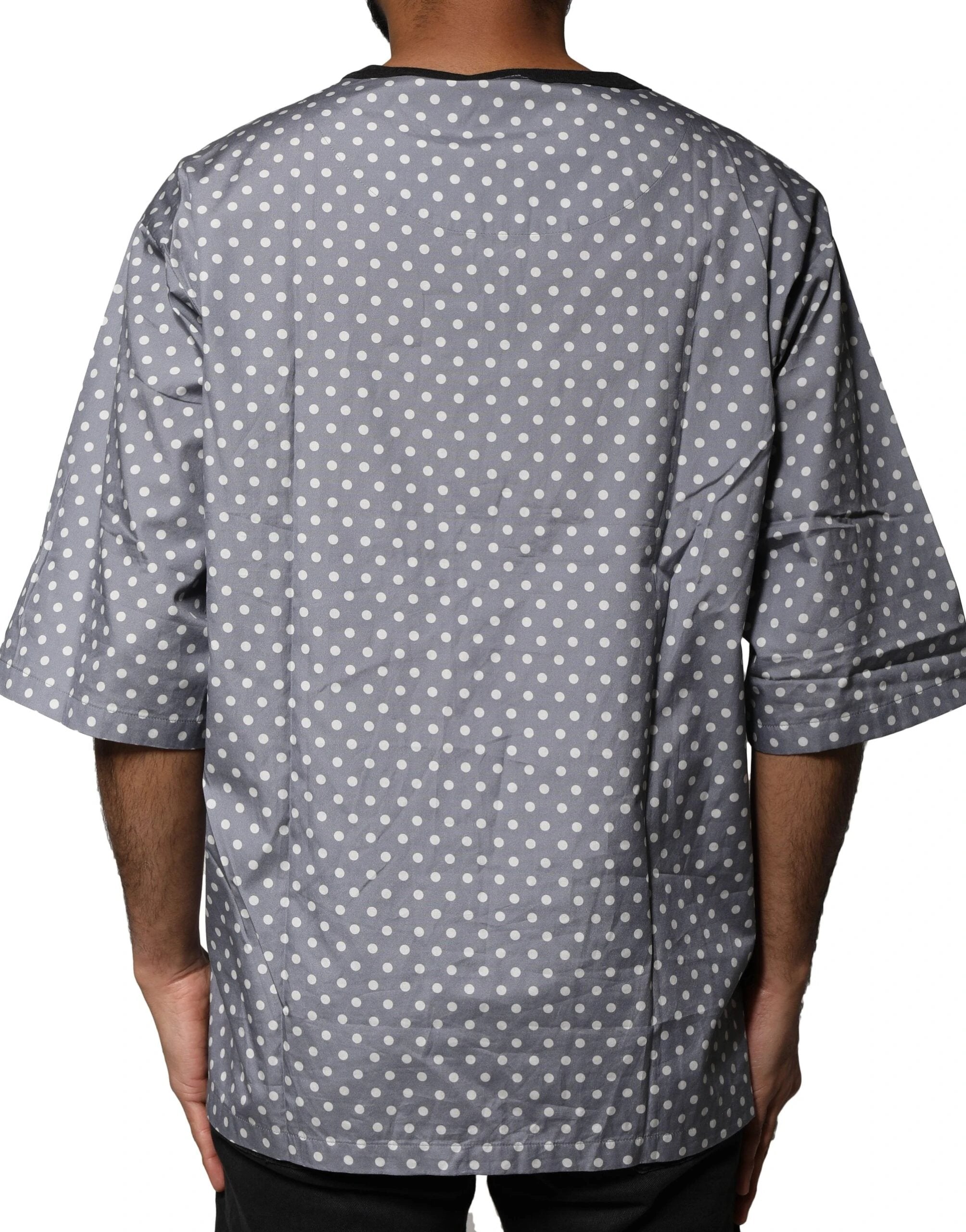 Dolce & Gabbana Gray Polka Dot Pin-Up Print Crew Neck T-shirt by Dolce & Gabbana