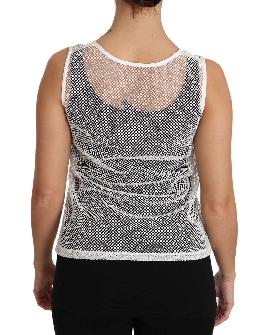 Dolce & Gabbana White Net Transparent Sleeveless Tank Top by Dolce & Gabbana