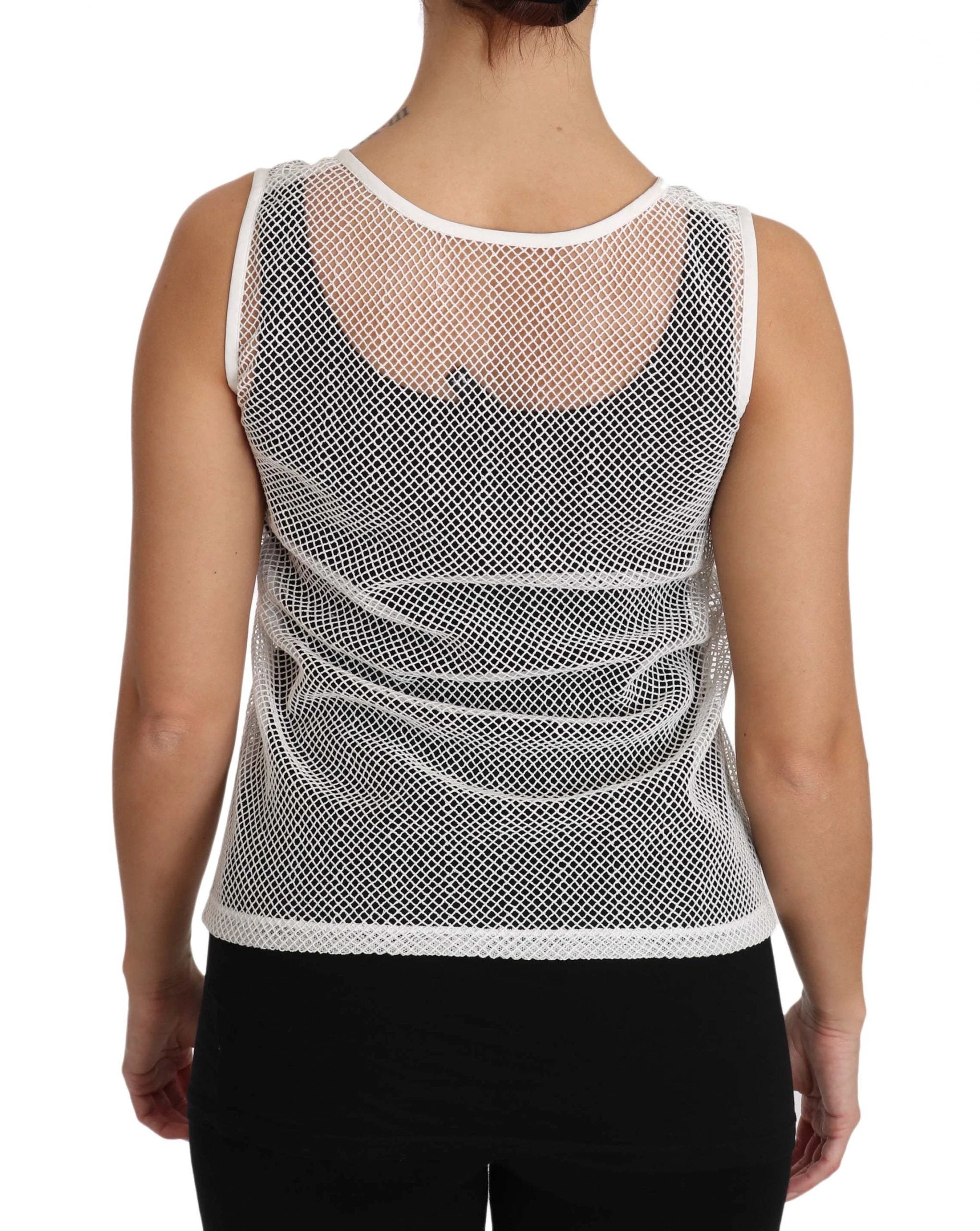 Dolce & Gabbana White Net Transparent Sleeveless Tank Top by Dolce & Gabbana