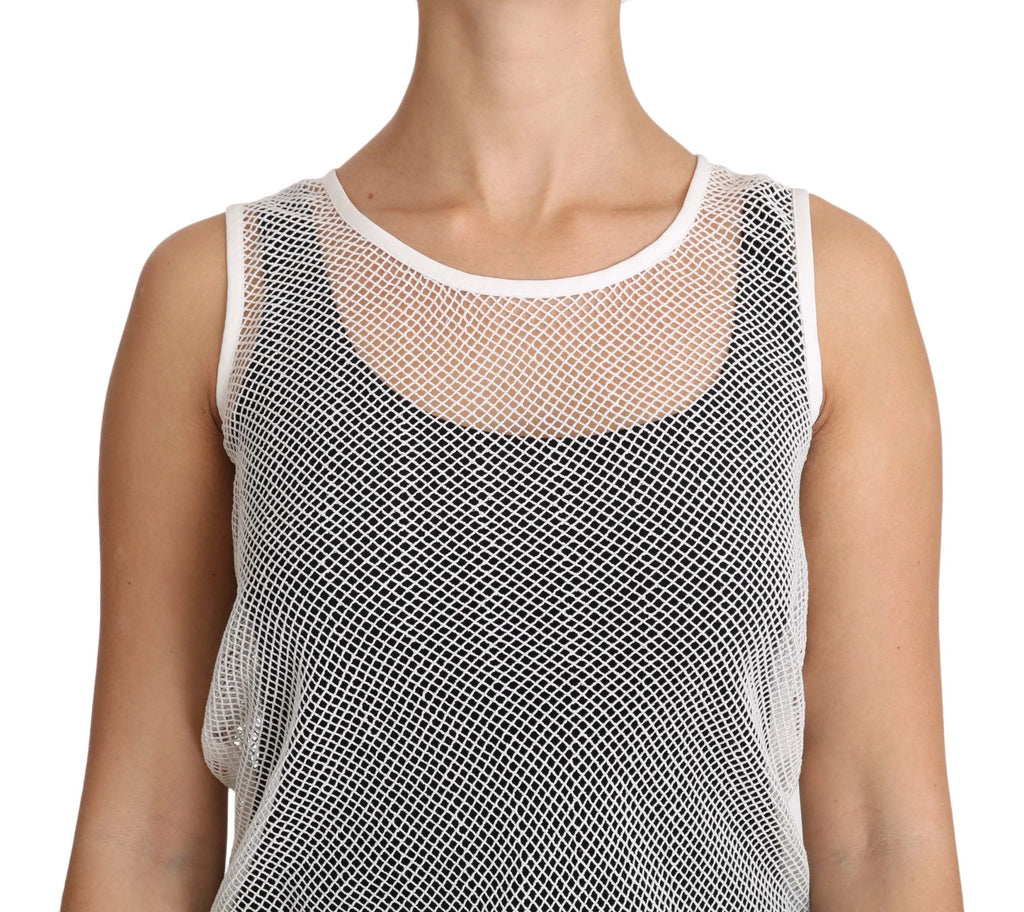 Dolce & Gabbana White Net Transparent Sleeveless Tank Top by Dolce & Gabbana