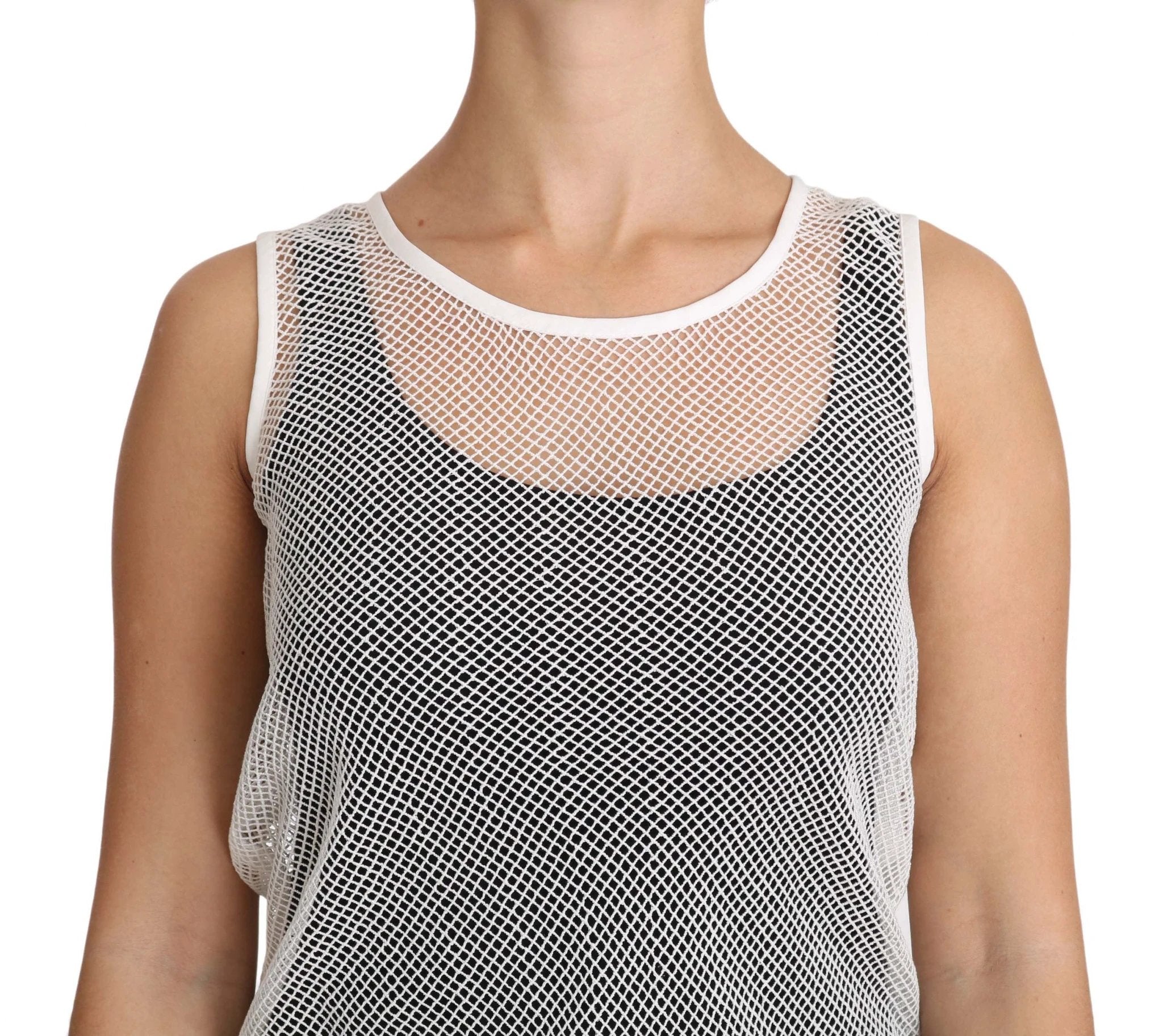 Dolce & Gabbana White Net Transparent Sleeveless Tank Top by Dolce & Gabbana