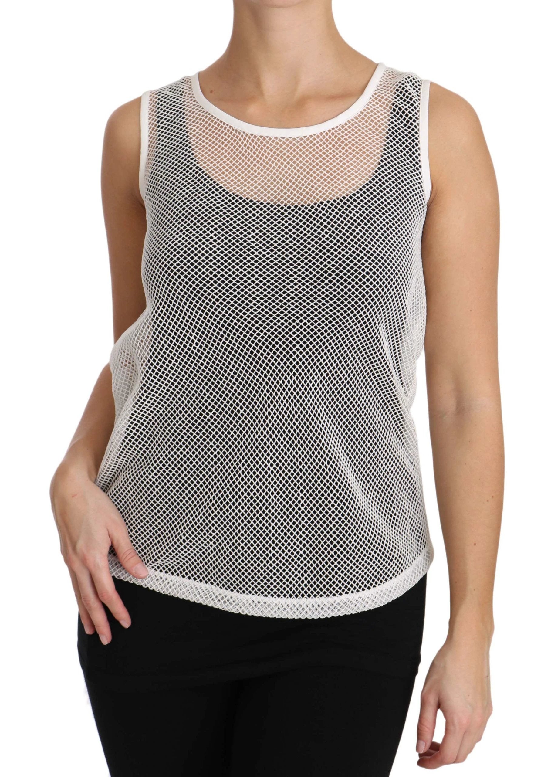 Dolce & Gabbana White Net Transparent Sleeveless Tank Top by Dolce & Gabbana