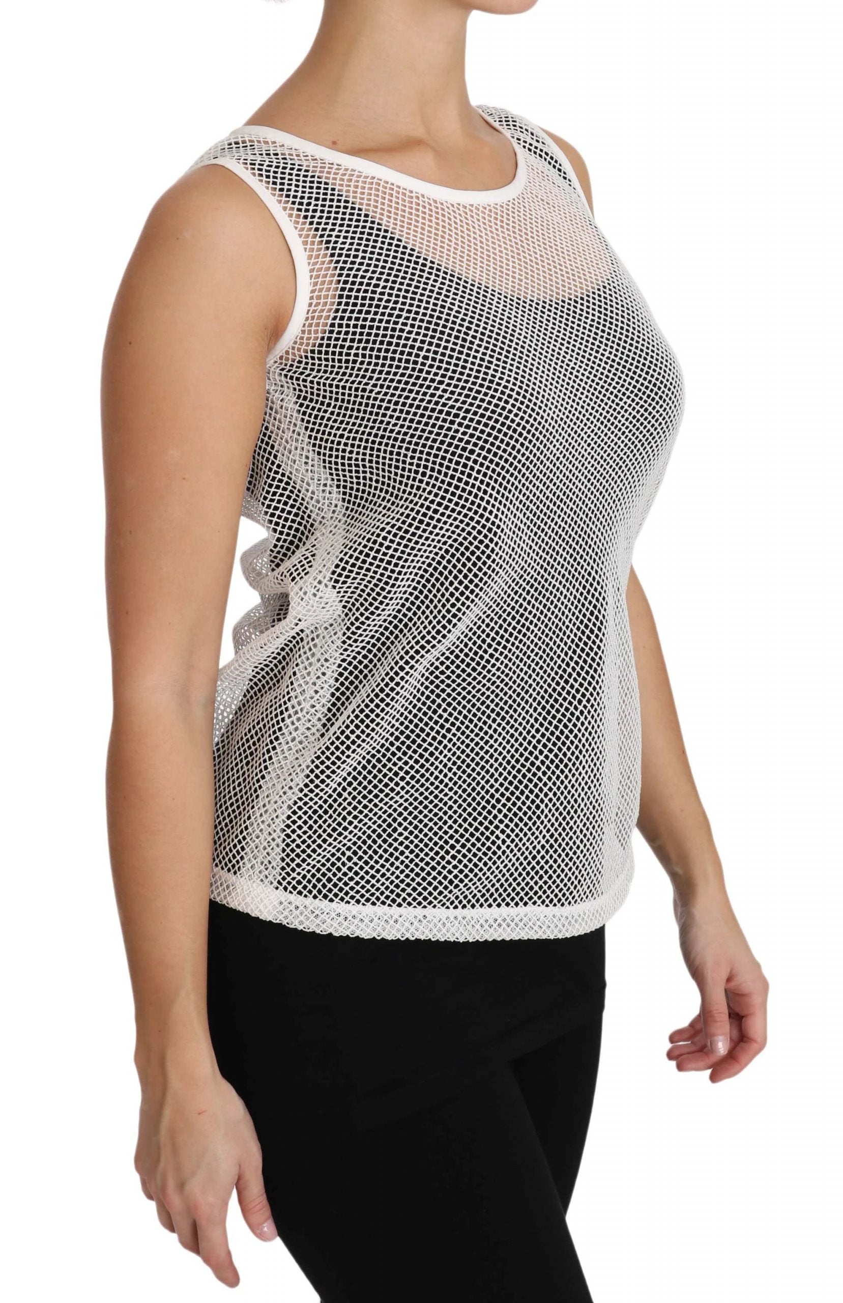 Dolce & Gabbana White Net Transparent Sleeveless Tank Top by Dolce & Gabbana