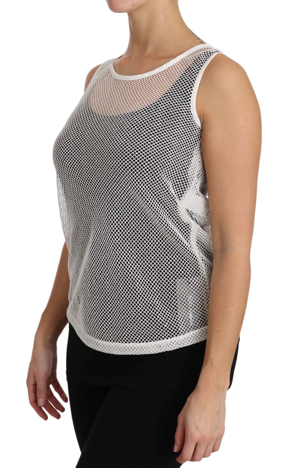 Dolce & Gabbana White Net Transparent Sleeveless Tank Top by Dolce & Gabbana