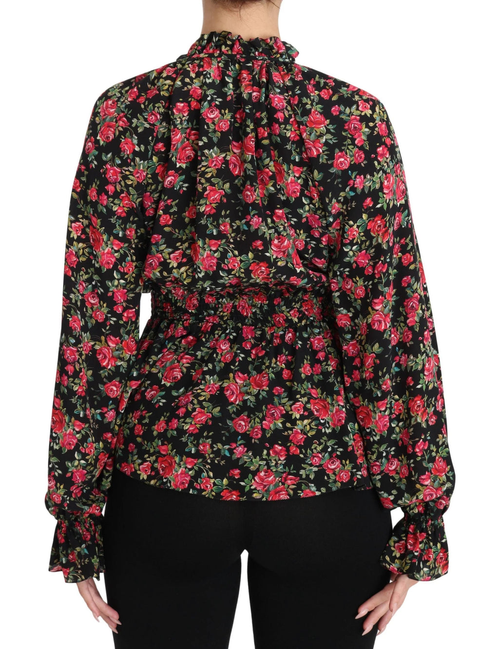 Dolce & Gabbana Black Rose Print Floral Shirt Top Blouse by Dolce & Gabbana