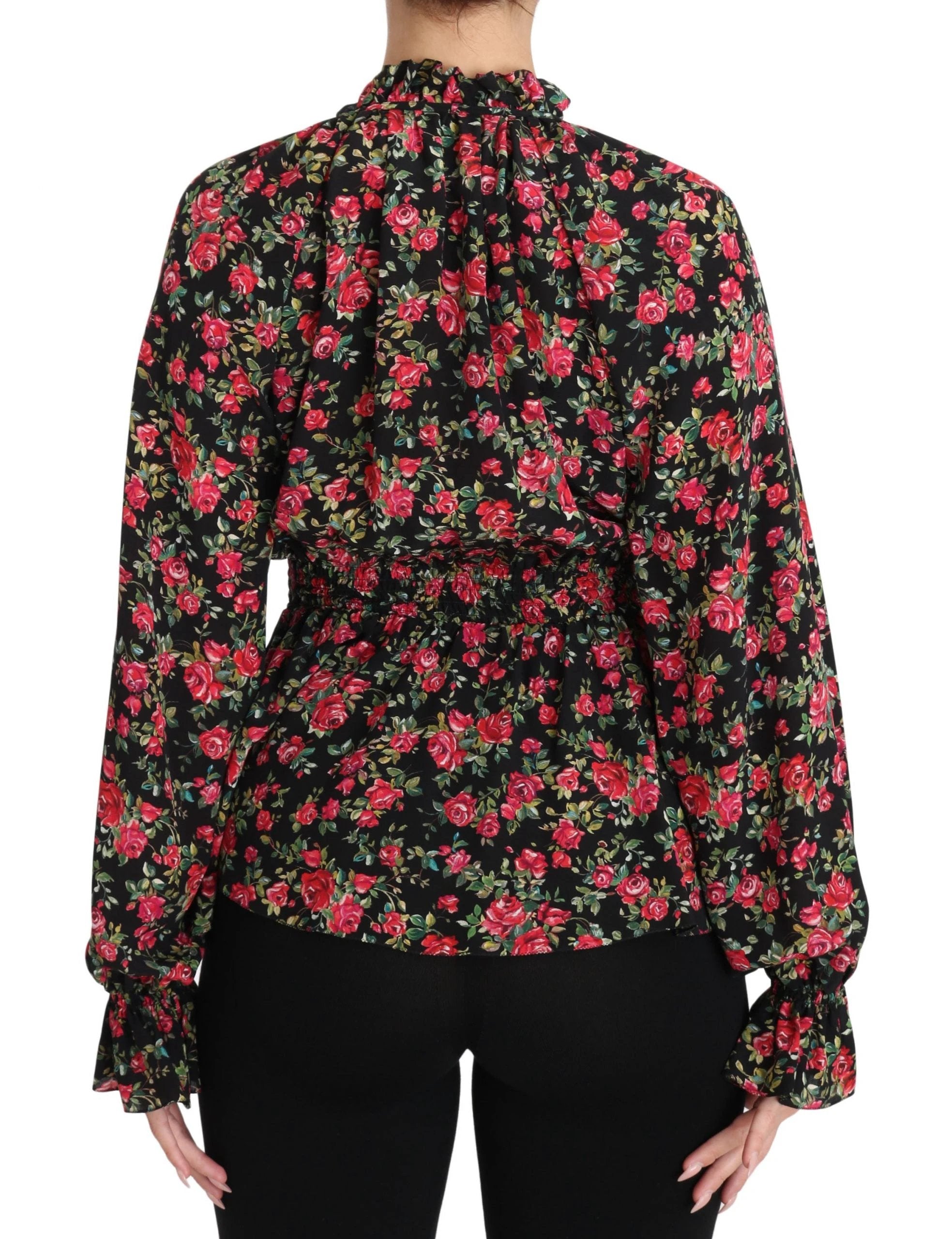 Dolce & Gabbana Black Rose Print Floral Shirt Top Blouse by Dolce & Gabbana