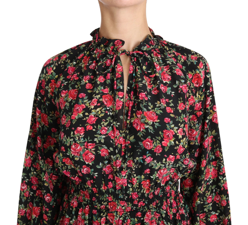 Dolce & Gabbana Black Rose Print Floral Shirt Top Blouse by Dolce & Gabbana