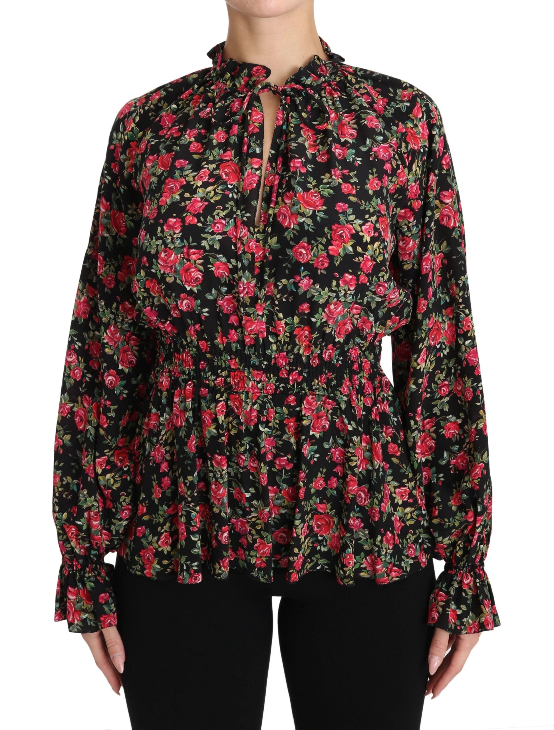 Dolce & Gabbana Black Rose Print Floral Shirt Top Blouse by Dolce & Gabbana