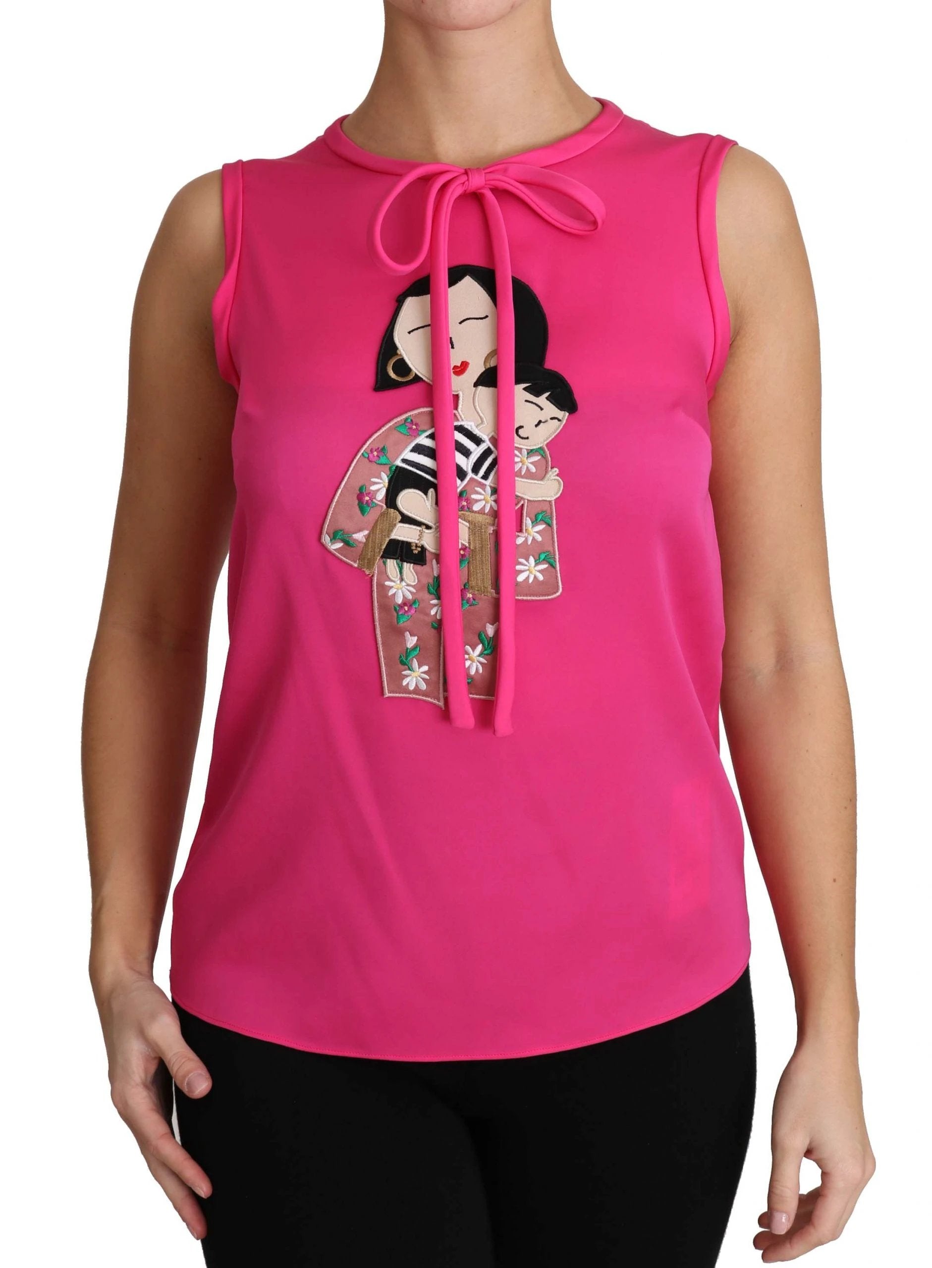 Dolce & Gabbana Pink Family Silk Tank Mama Blouse Top Shirt by Dolce & Gabbana