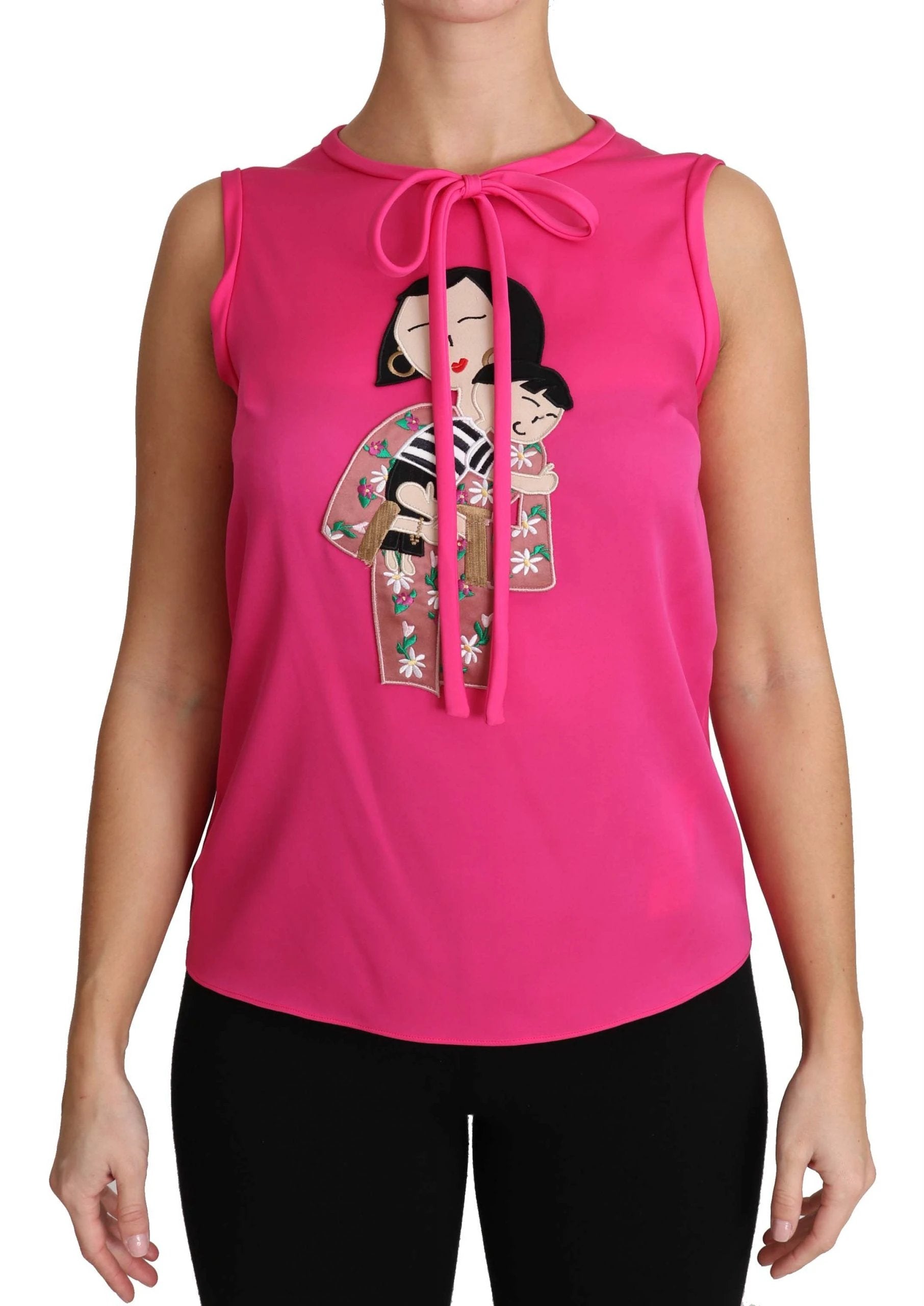 Dolce & Gabbana Pink Family Silk Tank Mama Blouse Top Shirt by Dolce & Gabbana