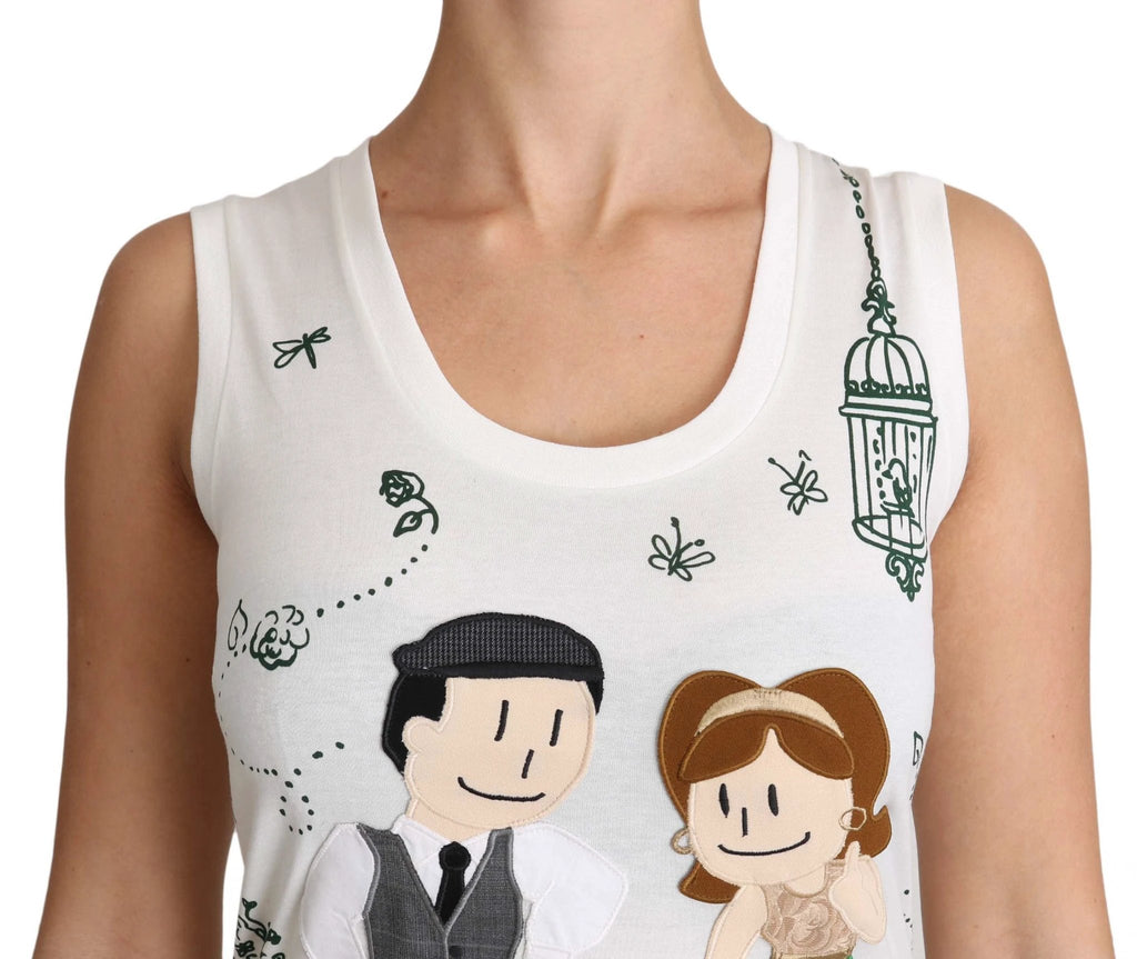 Dolce & Gabbana White Cotton #dgfamily Sleeveless Shirt Tank Top by Dolce & Gabbana