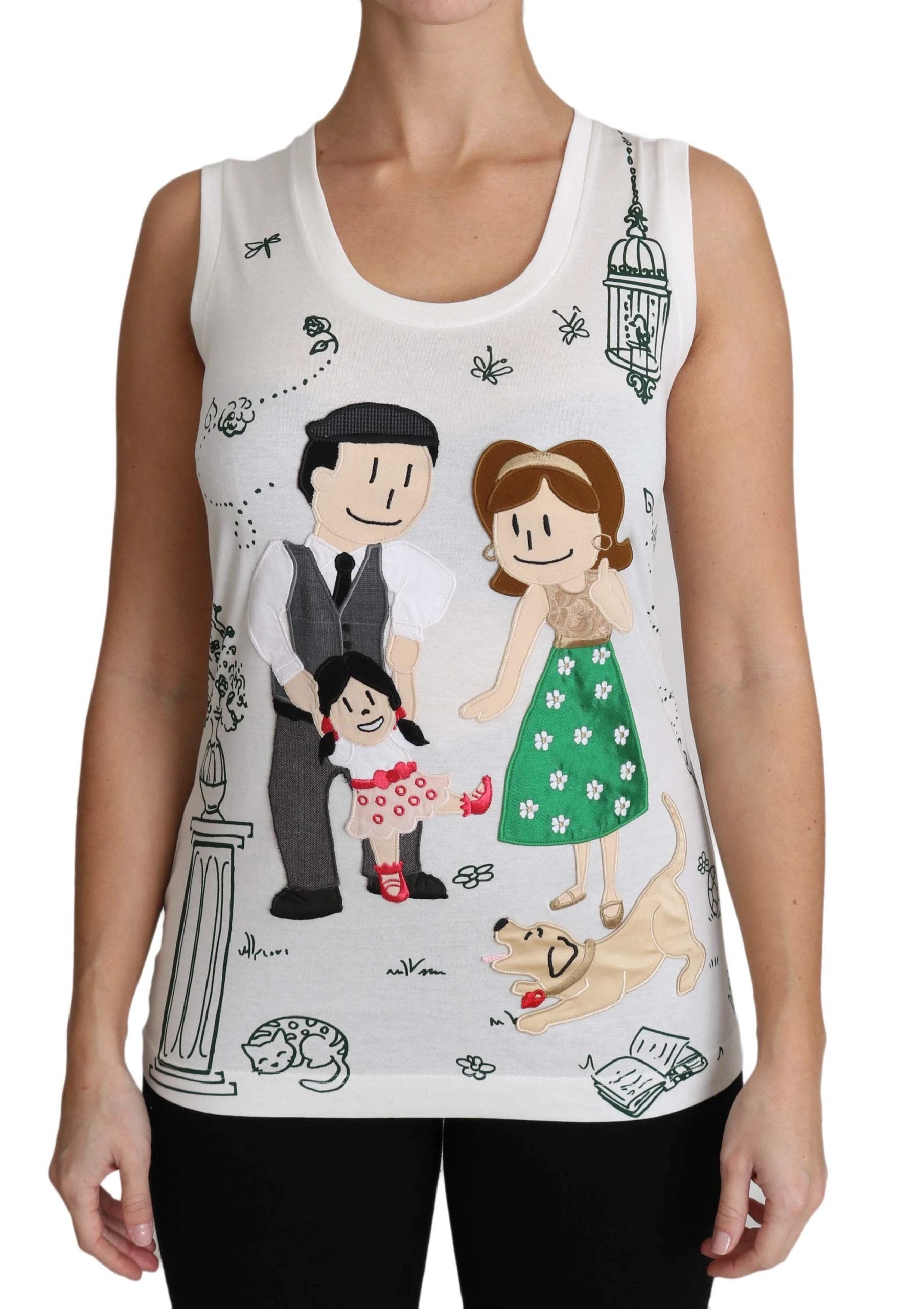 Dolce & Gabbana White Cotton #dgfamily Sleeveless Shirt Tank Top by Dolce & Gabbana