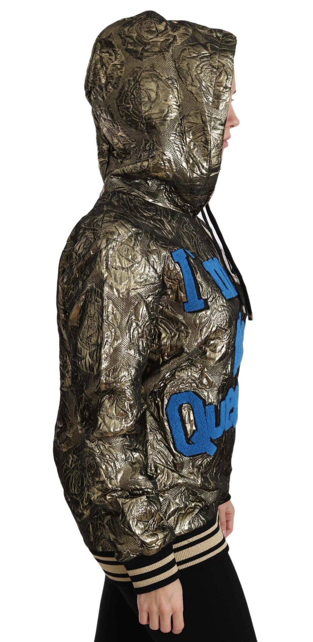 Dolce & Gabbana Im The Queen Jaquard Gold Sweatshirt Hoodie by Dolce & Gabbana