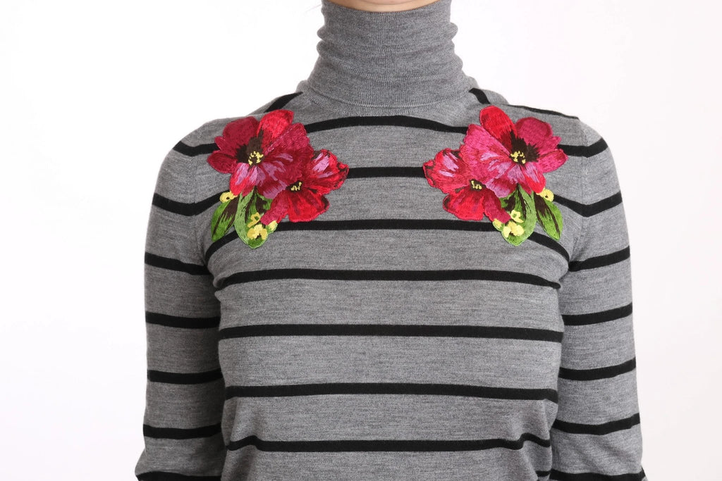 Dolce & Gabbana Gray Cashmere Silk Turtleneck Sweater by Dolce & Gabbana