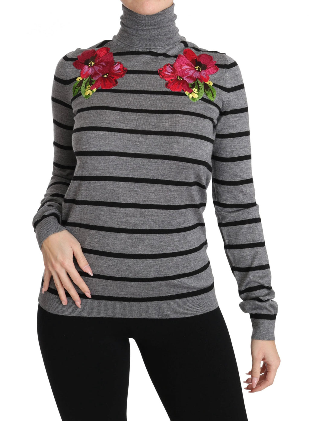 Dolce & Gabbana Gray Cashmere Silk Turtleneck Sweater by Dolce & Gabbana