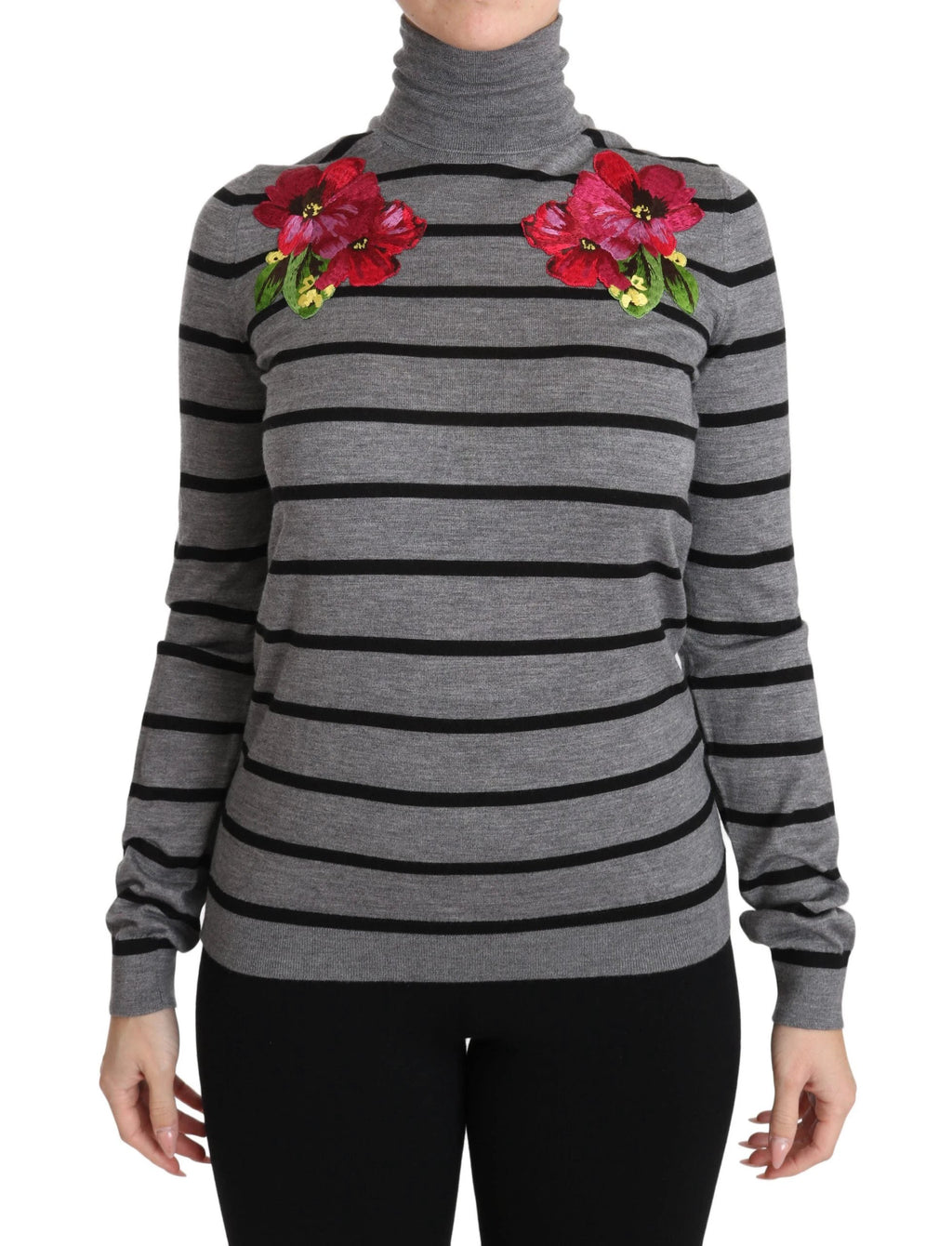 Dolce & Gabbana Gray Cashmere Silk Turtleneck Sweater by Dolce & Gabbana