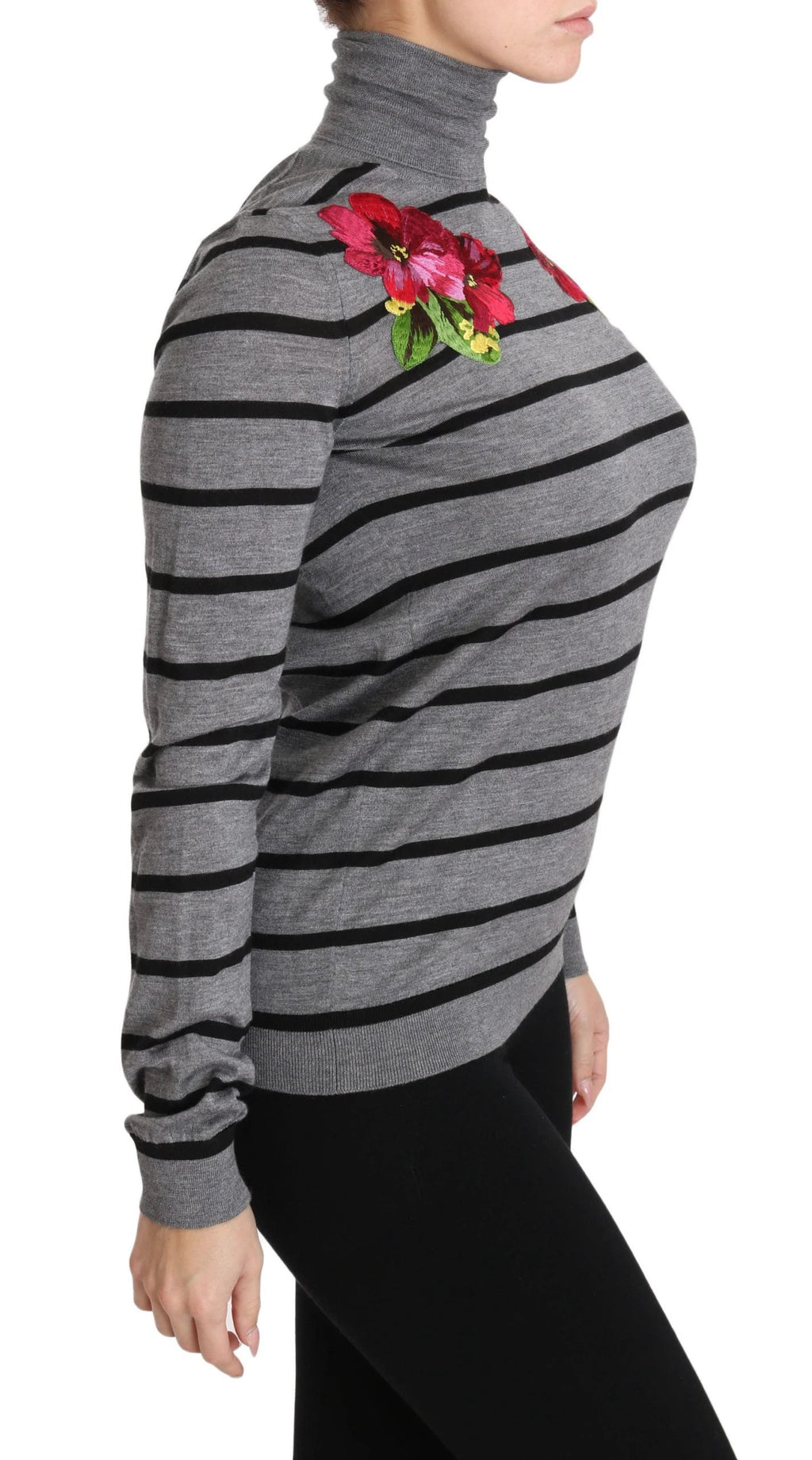 Dolce & Gabbana Gray Cashmere Silk Turtleneck Sweater by Dolce & Gabbana