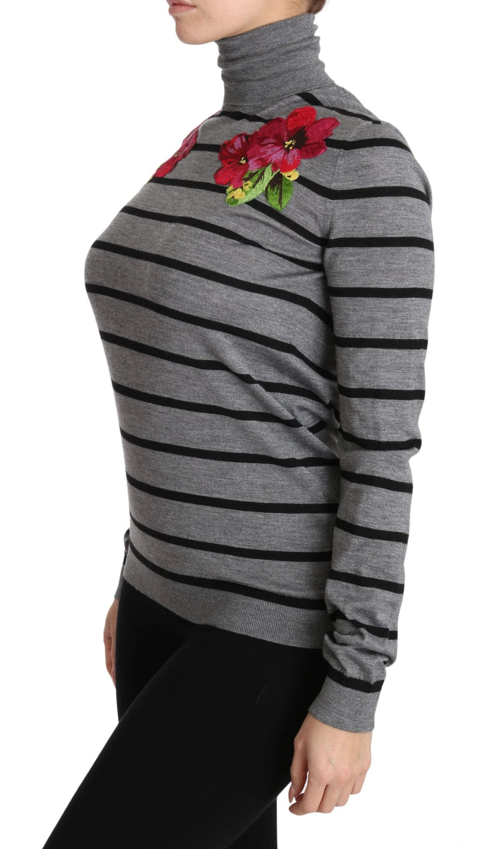 Dolce & Gabbana Gray Cashmere Silk Turtleneck Sweater by Dolce & Gabbana