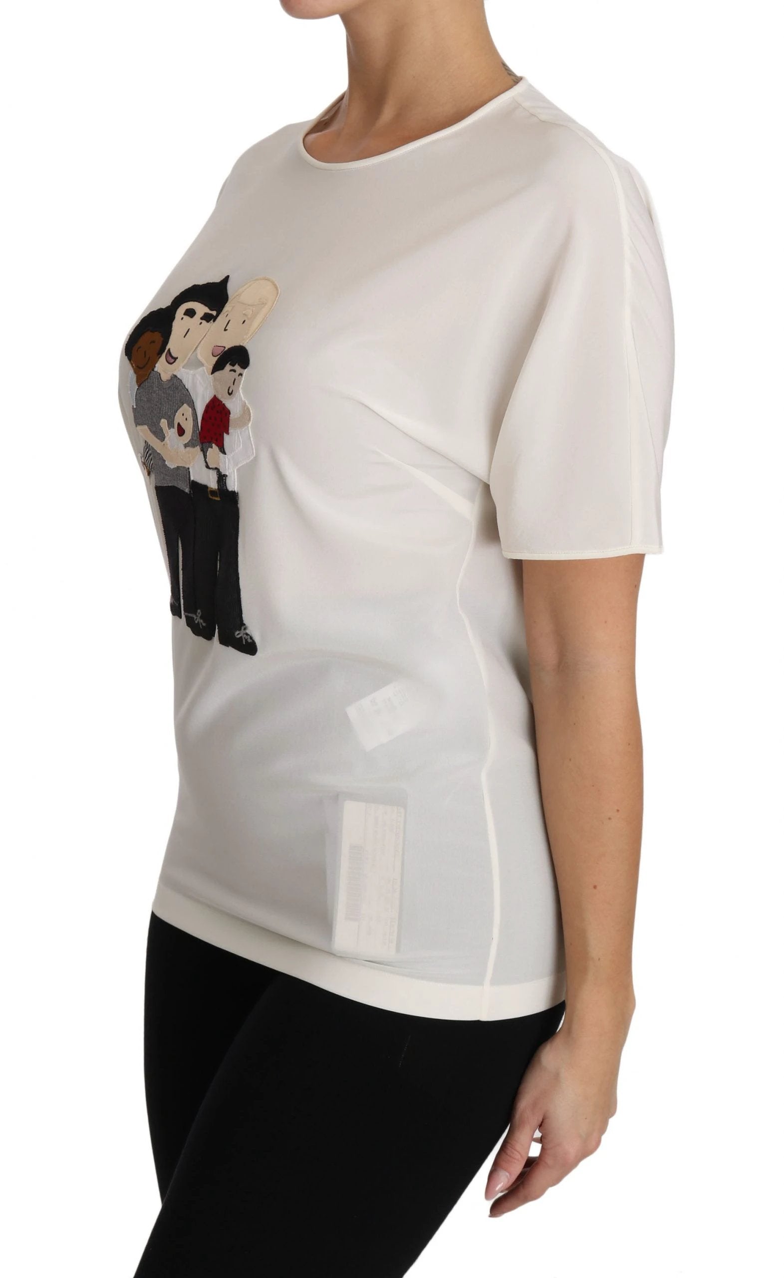 Dolce & Gabbana White Silk Stretch #dgfamily T-shirt by Dolce & Gabbana