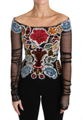 Dolce & Gabbana Black Floral Ricamo Top T-shirt Blouse by Dolce & Gabbana