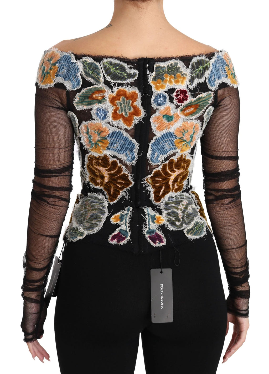Dolce & Gabbana Black Floral Ricamo Top T-shirt Blouse by Dolce & Gabbana