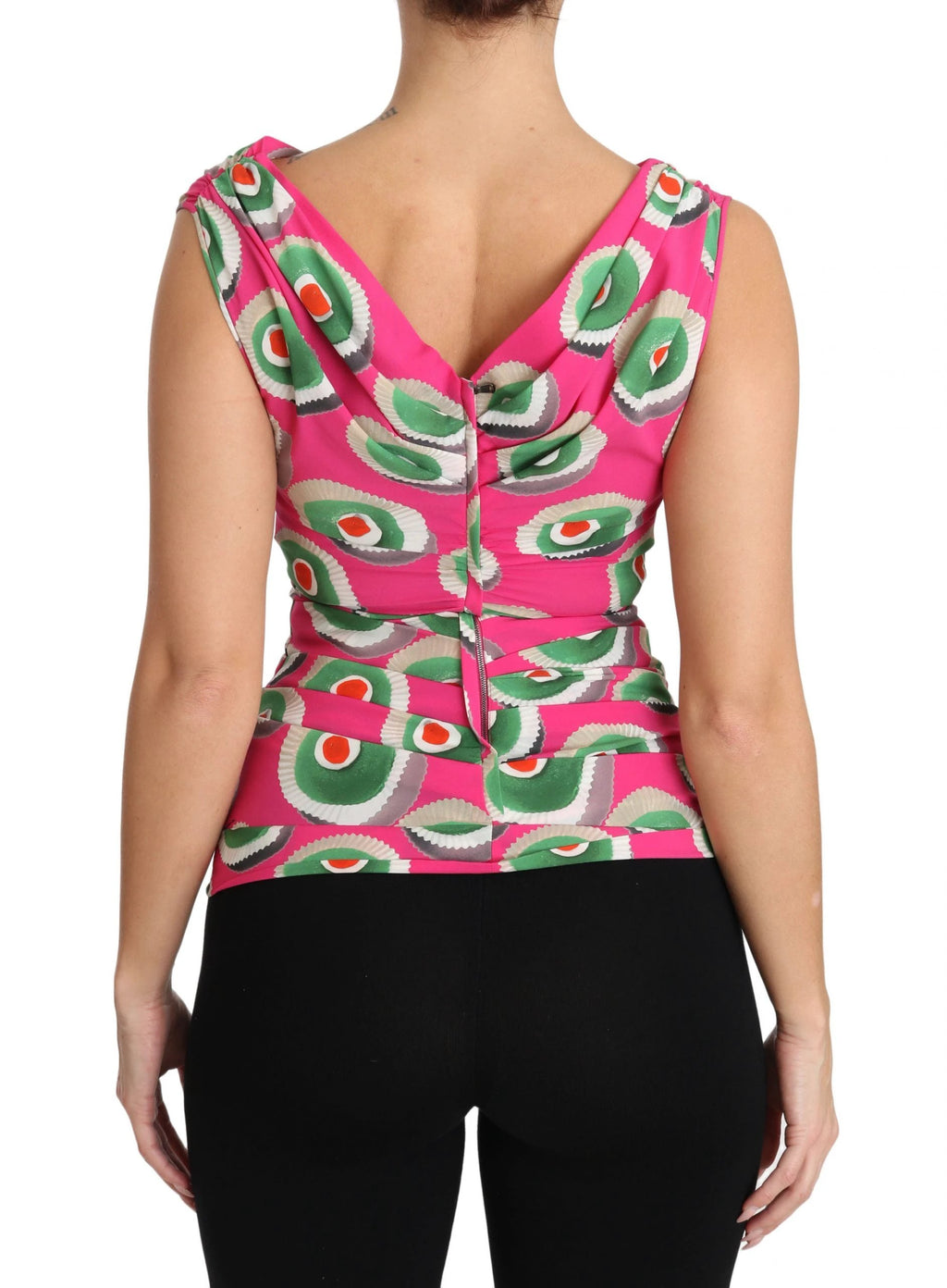 Dolce & Gabbana Pink Silk Stretch Sicilian Cake Top by Dolce & Gabbana