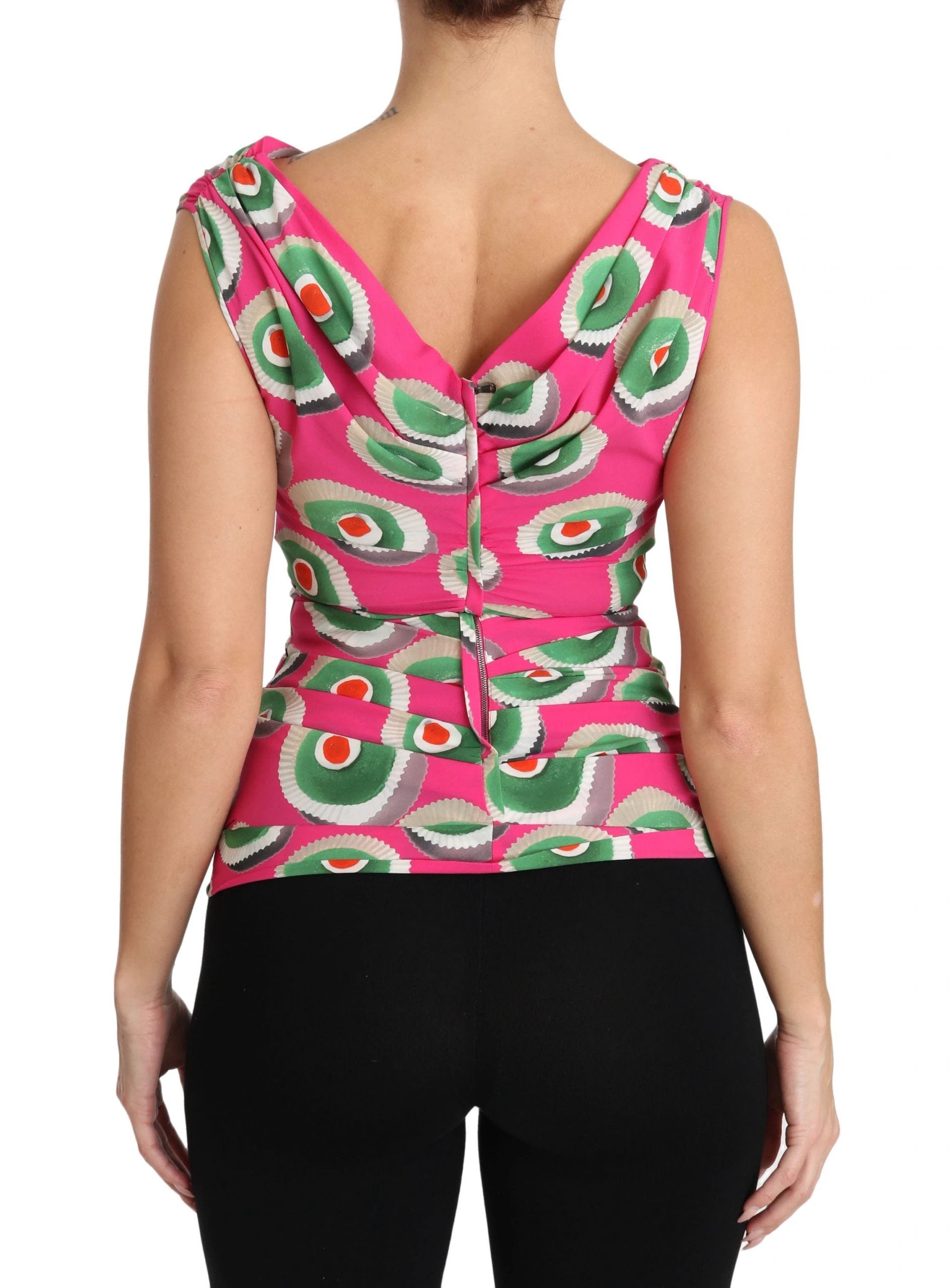Dolce & Gabbana Pink Silk Stretch Sicilian Cake Top by Dolce & Gabbana