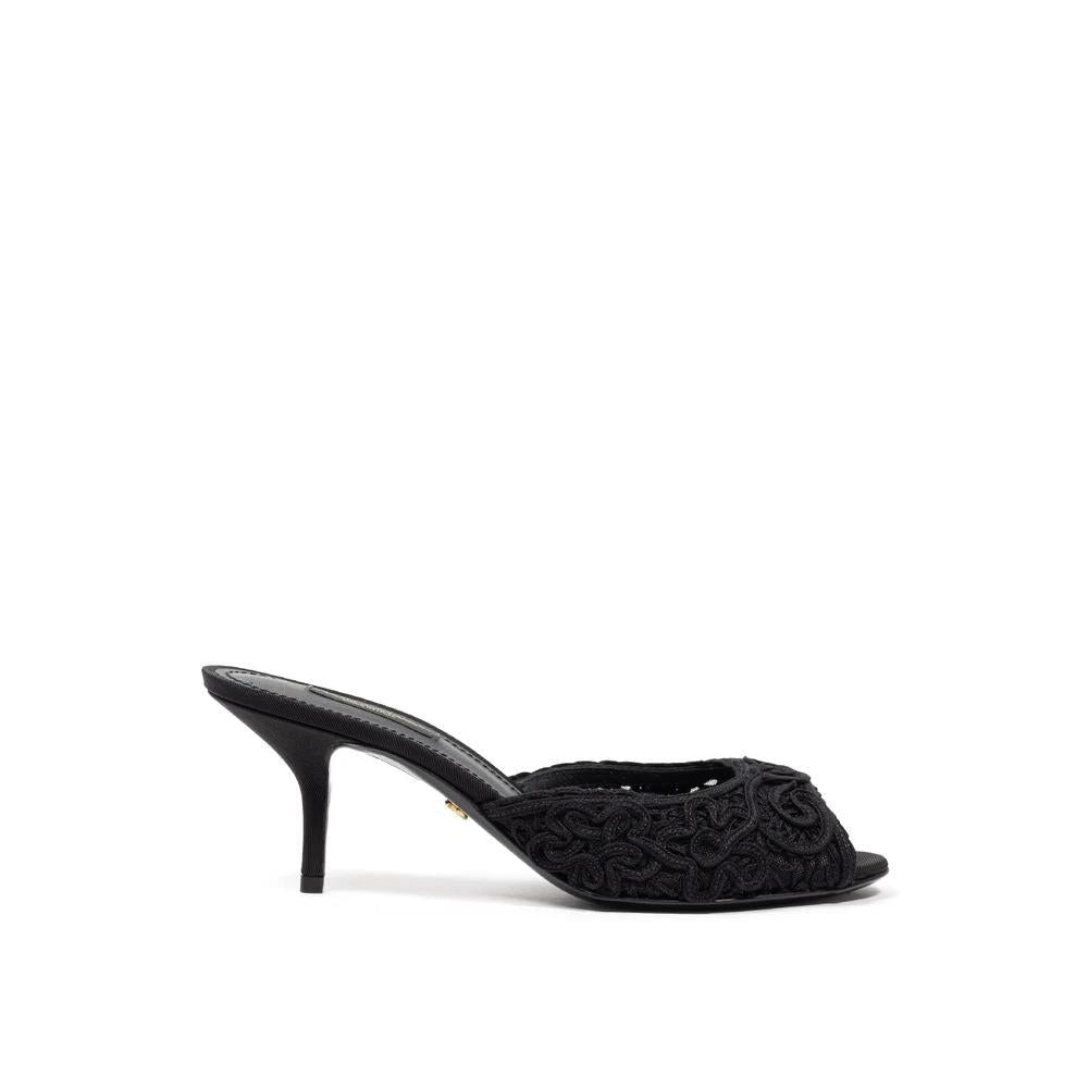 Dolce & Gabbana Black Cotton Mules by Dolce & Gabbana