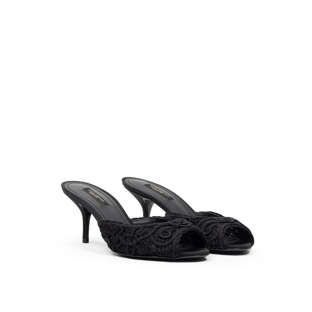 Dolce & Gabbana Black Cotton Mules by Dolce & Gabbana