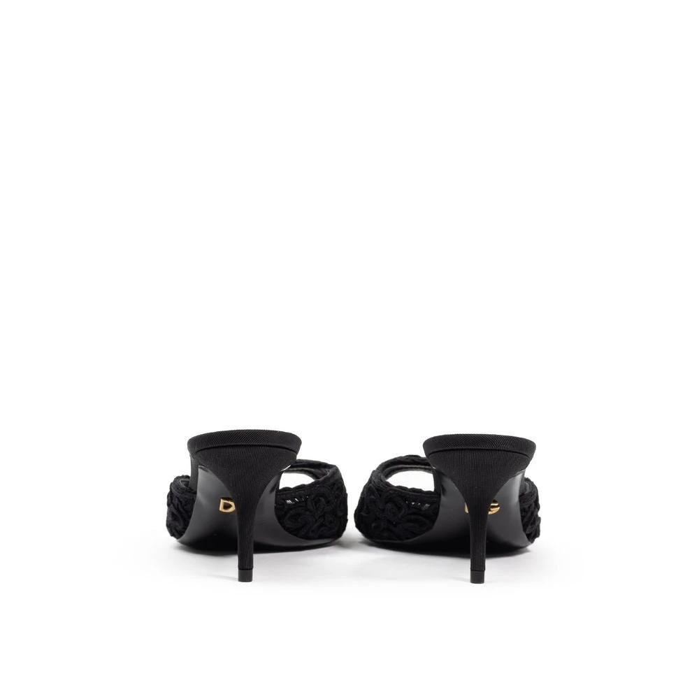 Dolce & Gabbana Black Cotton Mules by Dolce & Gabbana