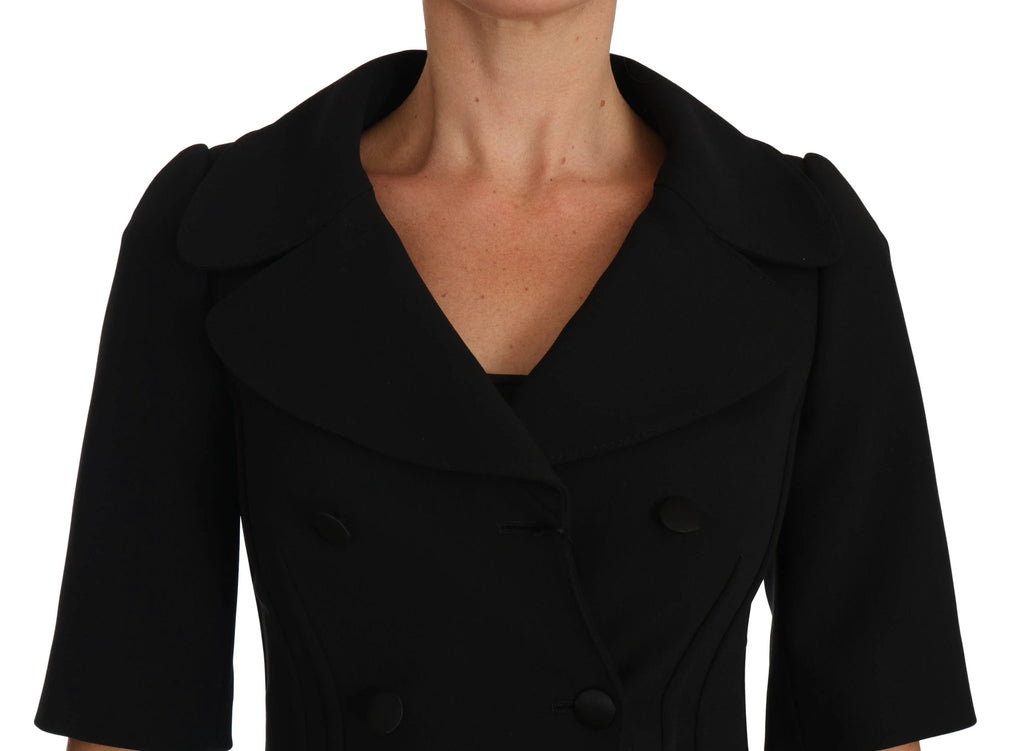 Dolce & Gabbana Black Short Fitted Wool Cropped Jacket Blazer by Dolce & Gabbana