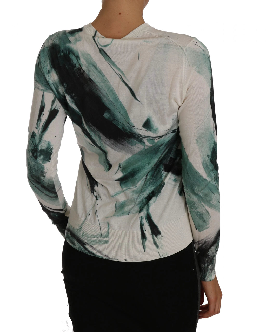 Dolce & Gabbana White Silk Cardigan Lightweight Paint Stroke Sweater by Dolce & Gabbana