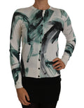 Dolce & Gabbana White Silk Cardigan Lightweight Paint Stroke Sweater by Dolce & Gabbana
