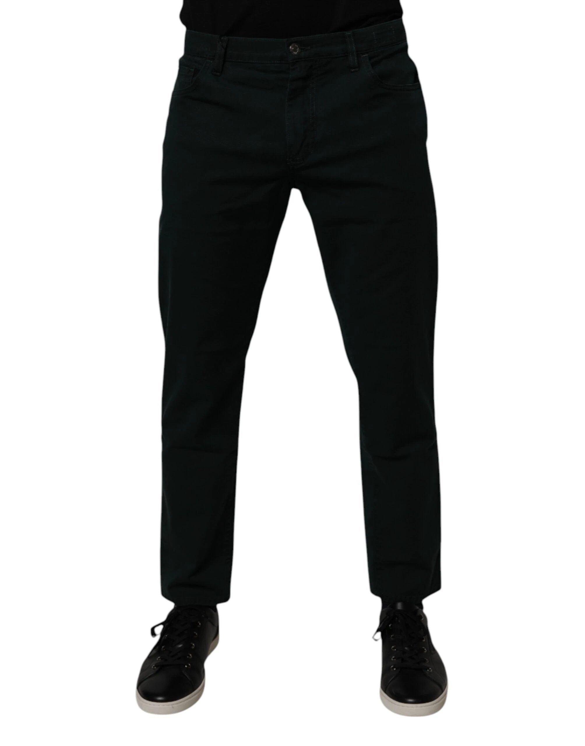 Dolce & Gabbana Dark Green Cotton Loose Men Denim Jeans by Dolce & Gabbana