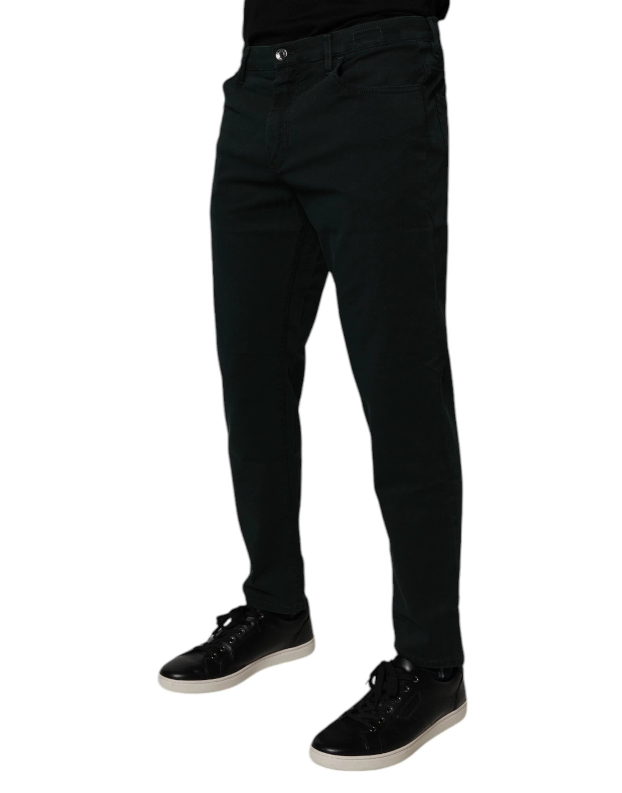 Dolce & Gabbana Dark Green Cotton Loose Men Denim Jeans by Dolce & Gabbana