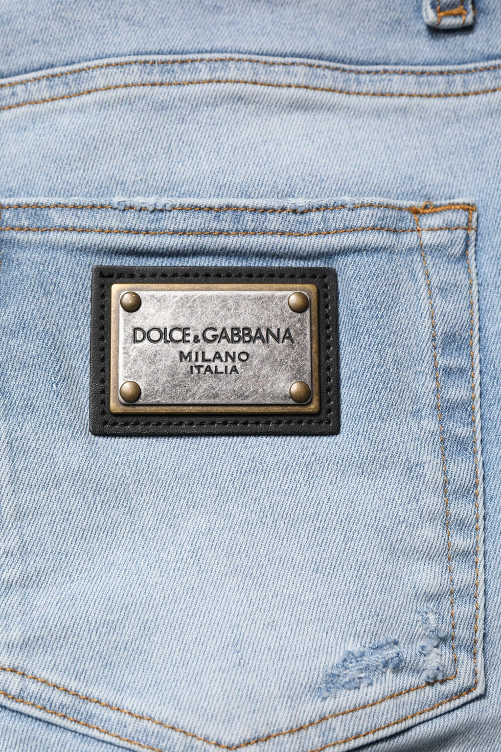 Dolce & Gabbana Blue Tattered Cotton Skinny Men Denim Jeans by Dolce & Gabbana