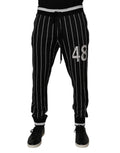 Dolce & Gabbana Black White Stripes Jogger Sweatpants Pants by Dolce & Gabbana