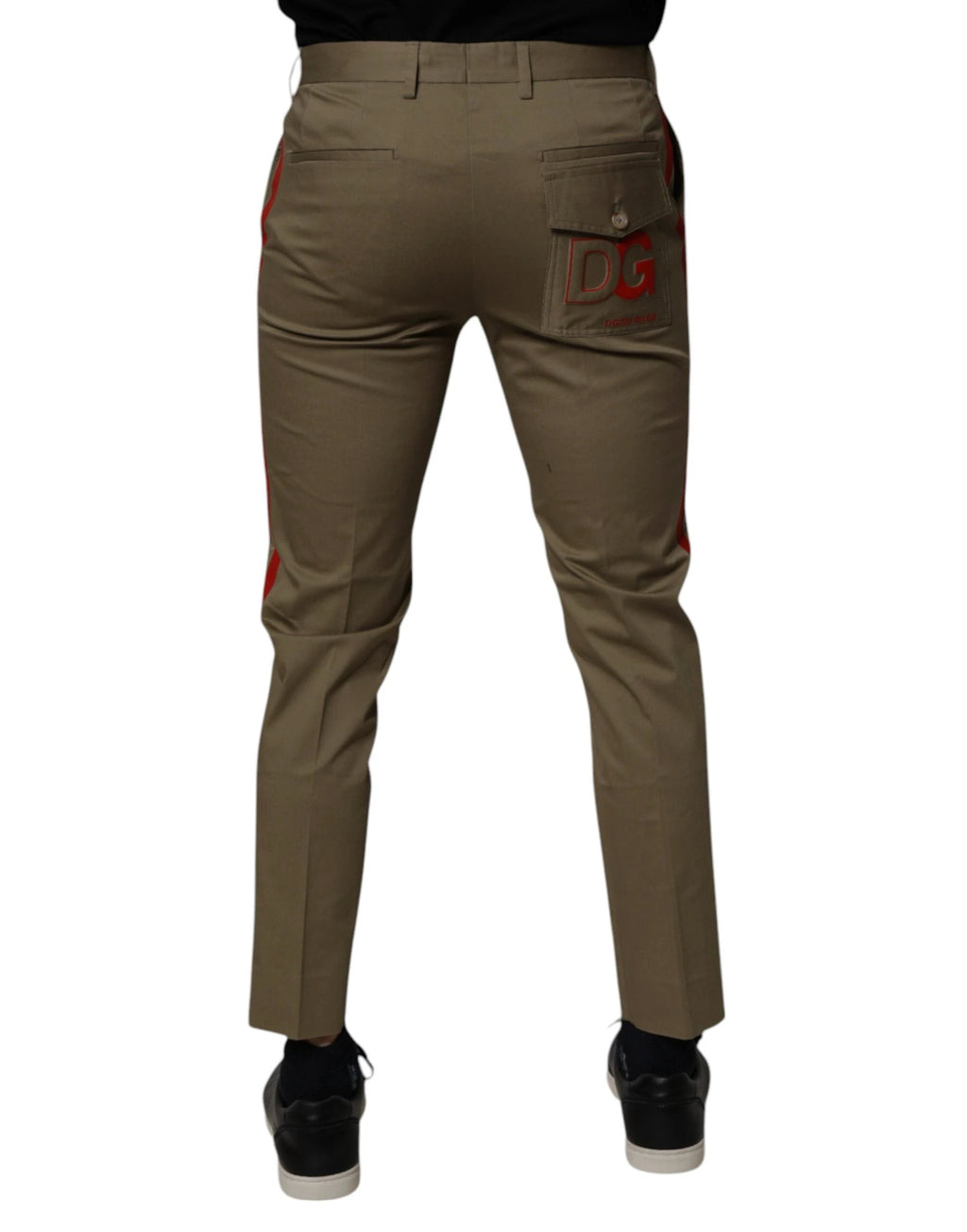Dolce & Gabbana Dark Khaki Cotton Tapered Pants by Dolce & Gabbana