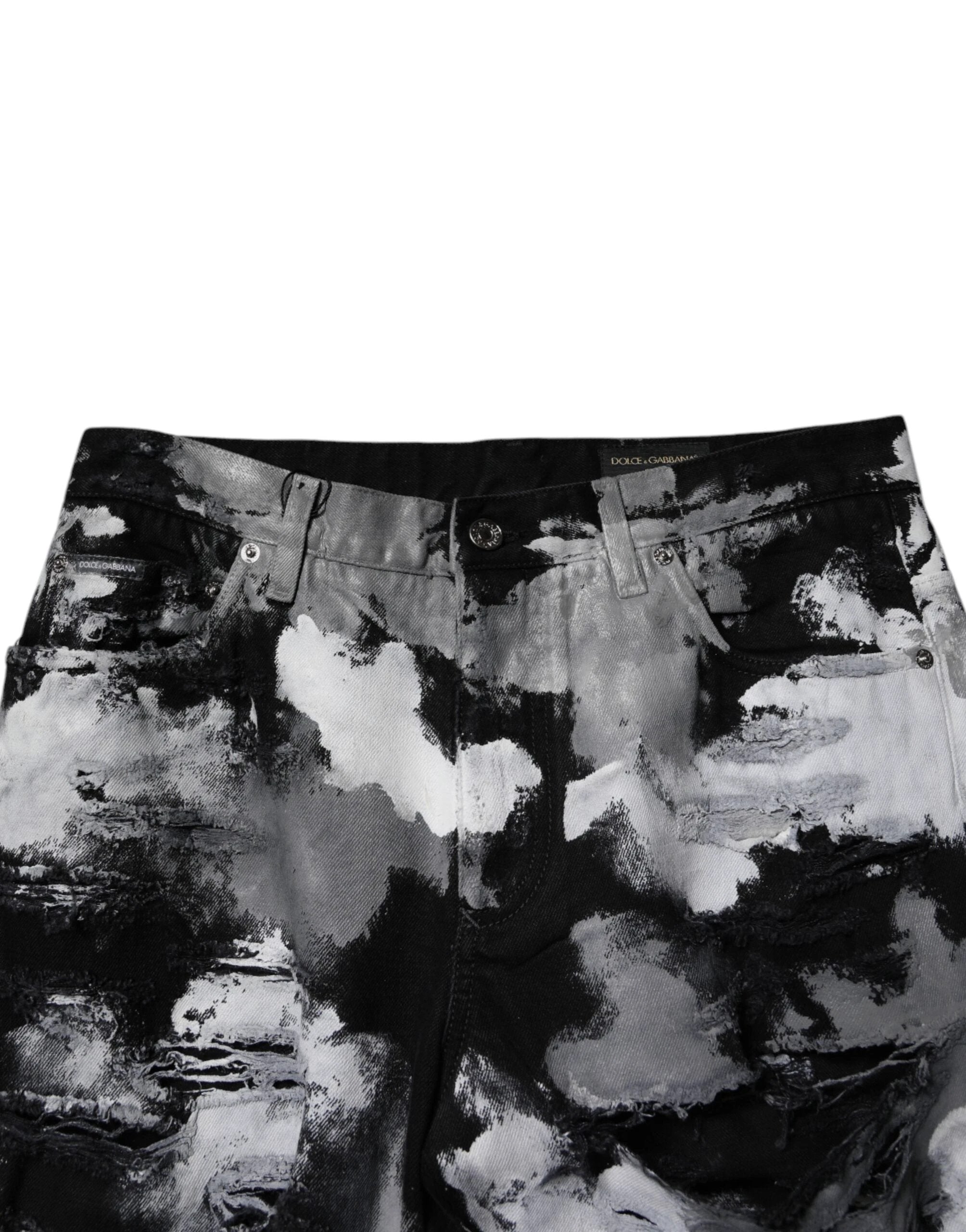 Dolce & Gabbana Multicolor Camouflage Tattered Skinny Denim Jeans by Dolce & Gabbana