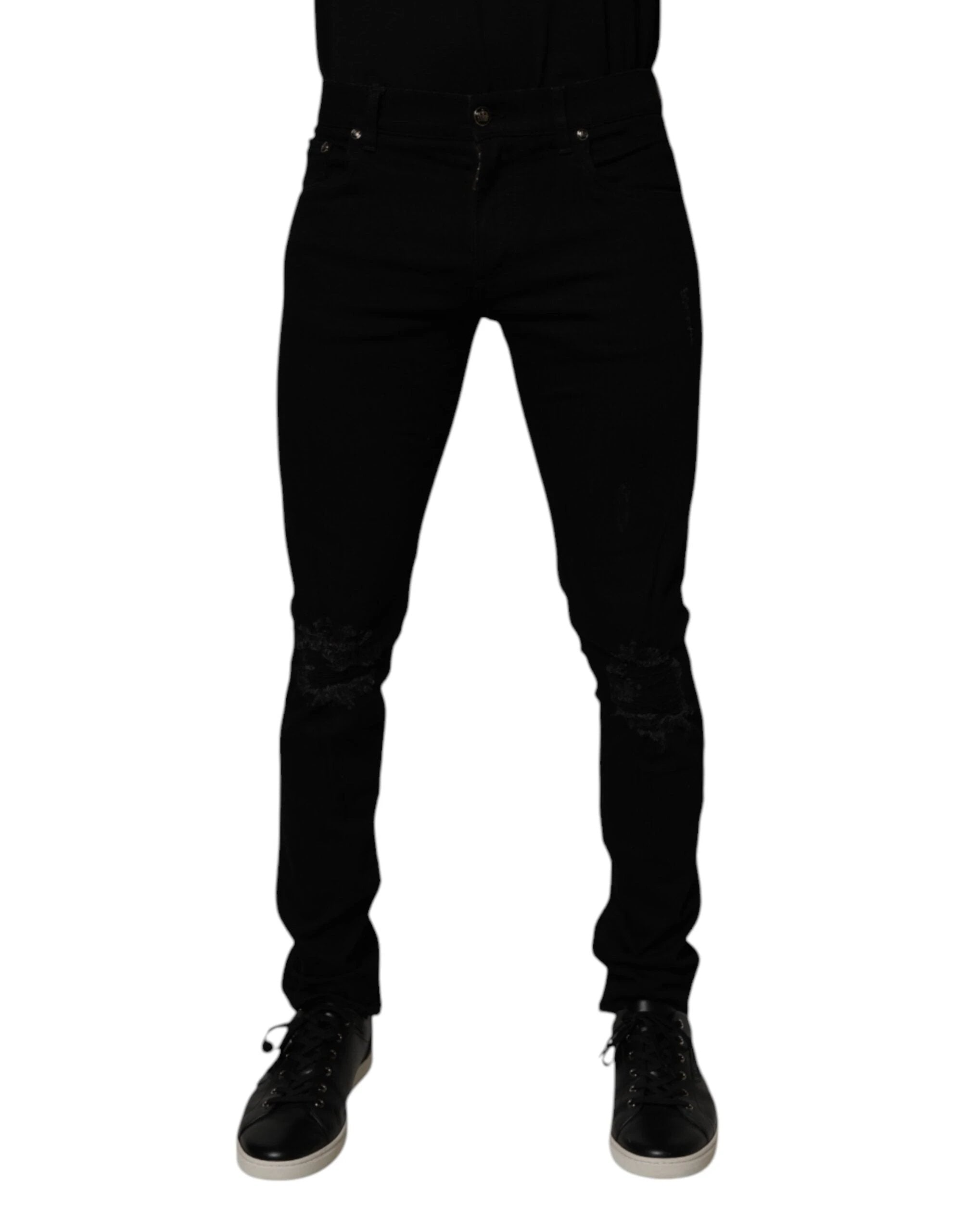 Dolce & Gabbana Black Cotton Stretch Skinny Men Denim Jeans by Dolce & Gabbana