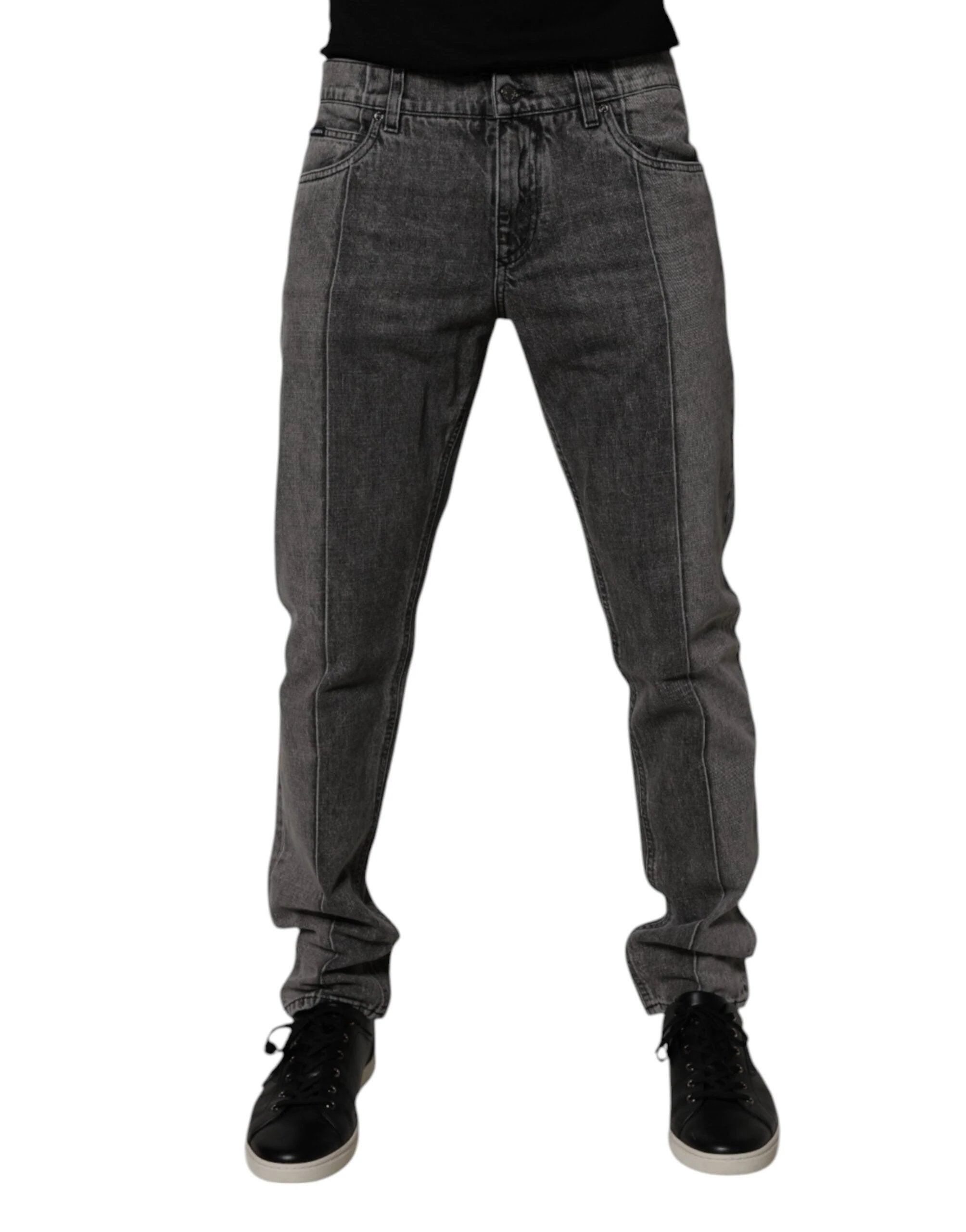 Dolce & Gabbana Two Tone Gray Cotton Denim Jeans by Dolce & Gabbana