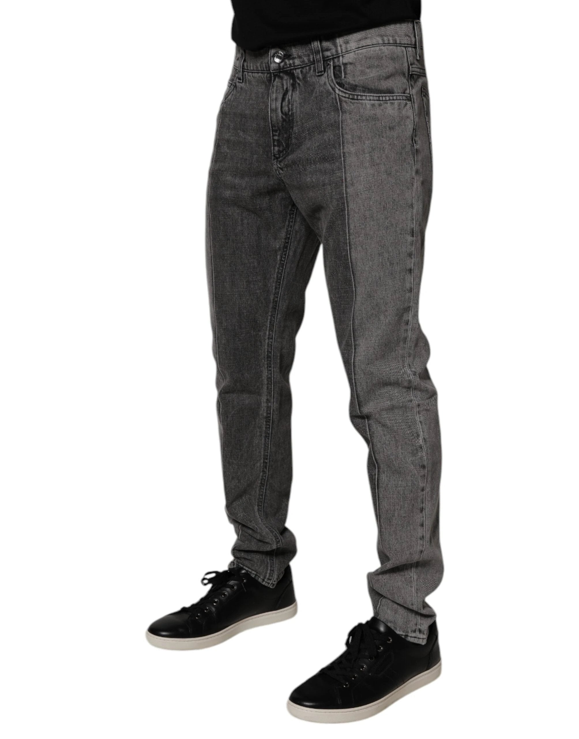 Dolce & Gabbana Two Tone Gray Cotton Denim Jeans by Dolce & Gabbana