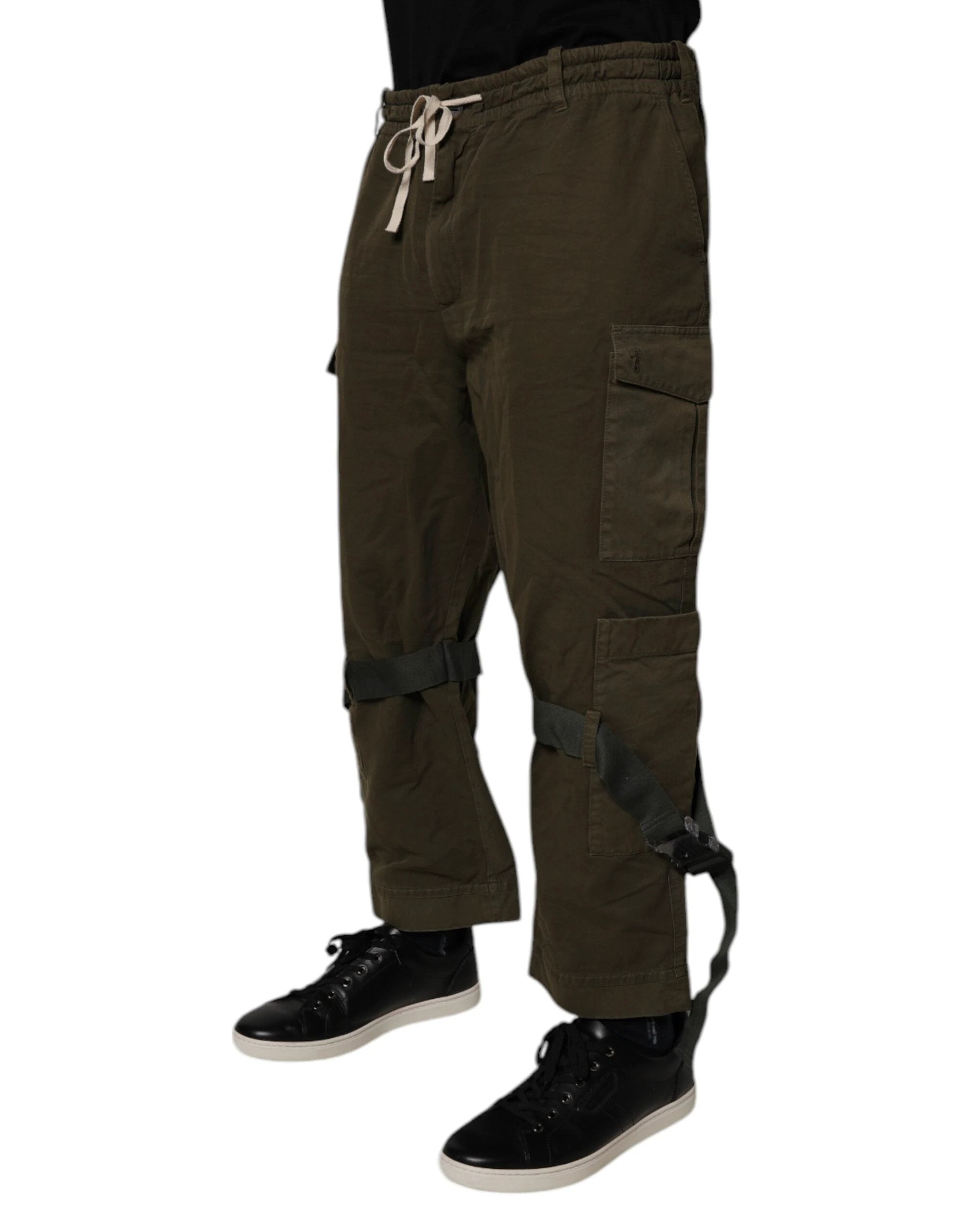 Dolce & Gabbana Brown Cotton Stretch Cargo Pants by Dolce & Gabbana