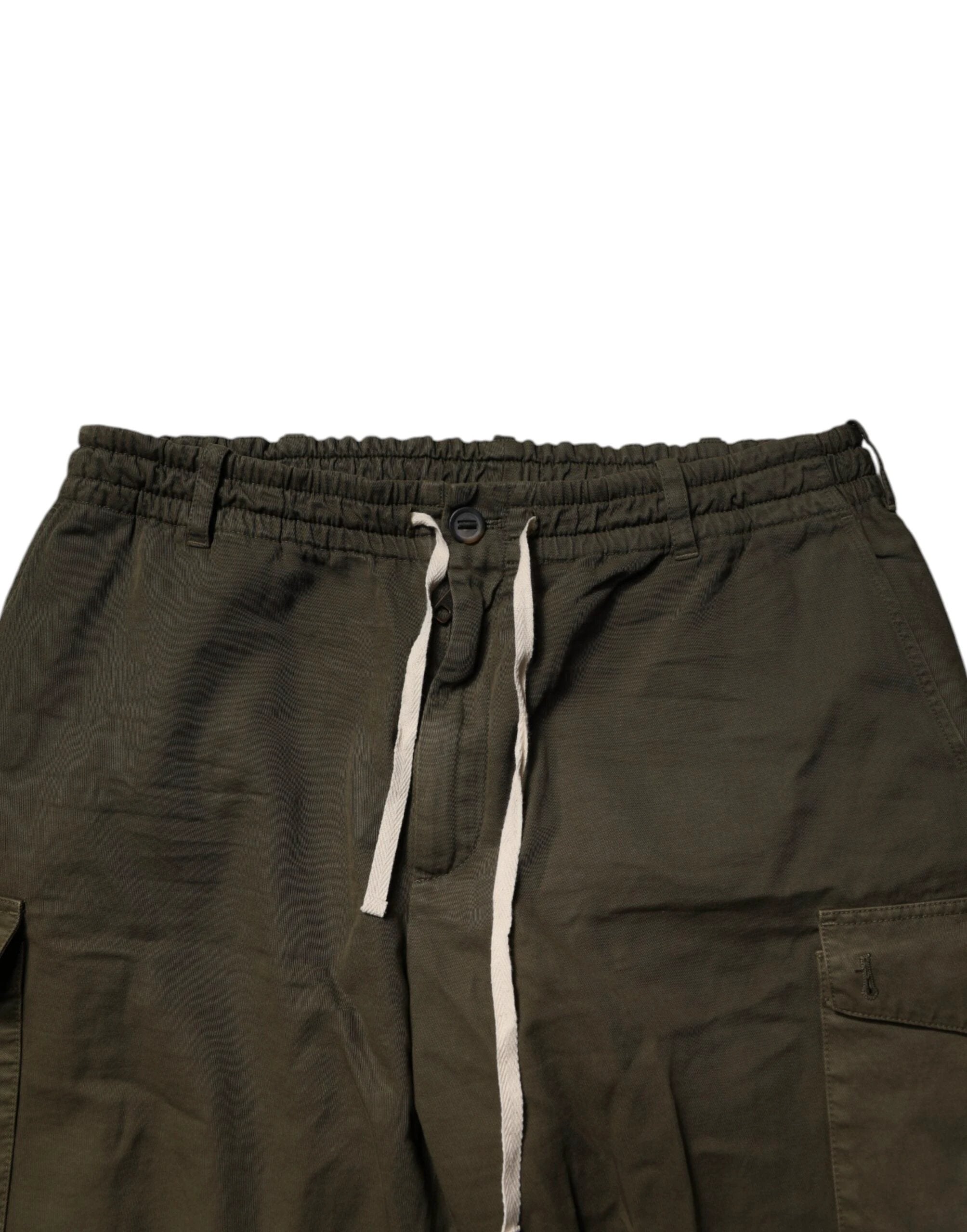 Dolce & Gabbana Brown Cotton Stretch Cargo Pants by Dolce & Gabbana