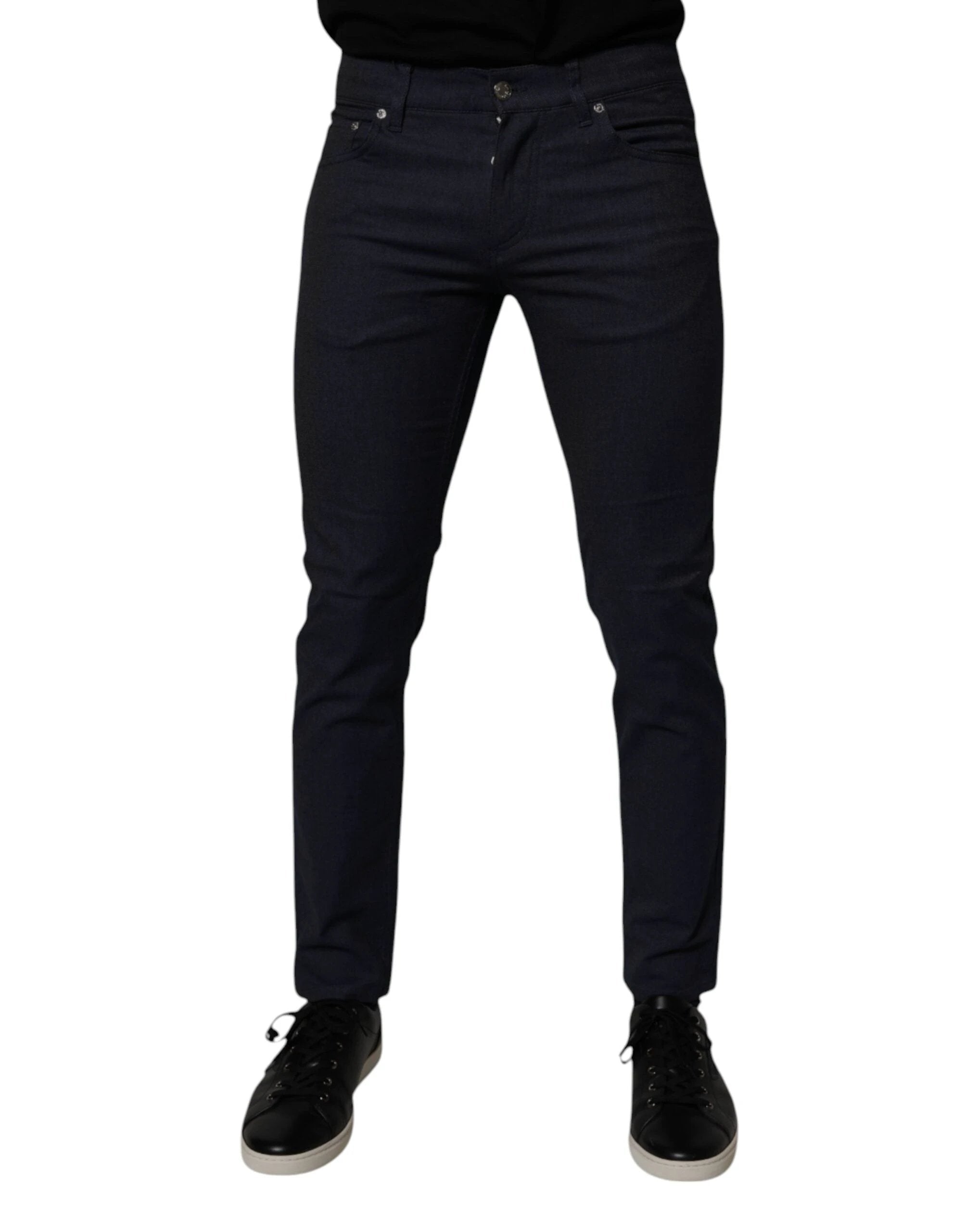 Dolce & Gabbana Dark Blue Cotton Stretch Skinny Denim Jeans by Dolce & Gabbana