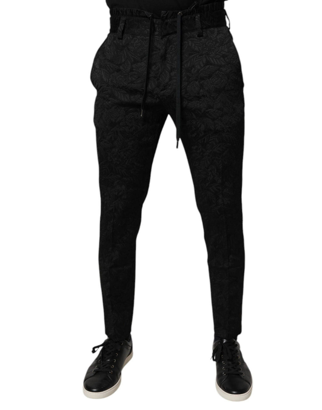 Dolce & Gabbana Black Brocade Polyester Skinny Dress Pants by Dolce & Gabbana