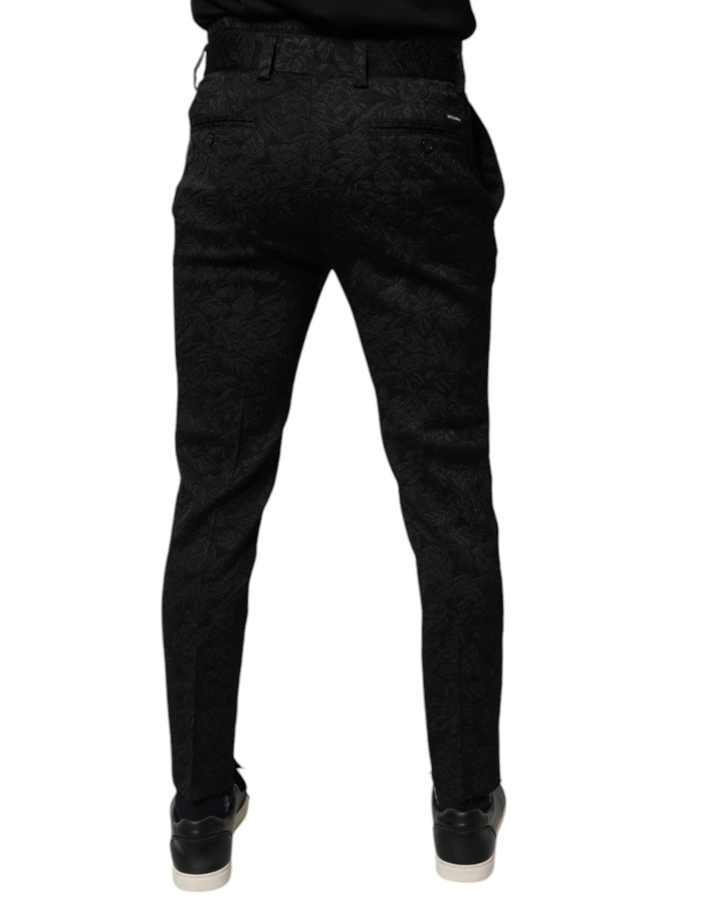 Dolce & Gabbana Black Brocade Polyester Skinny Dress Pants by Dolce & Gabbana